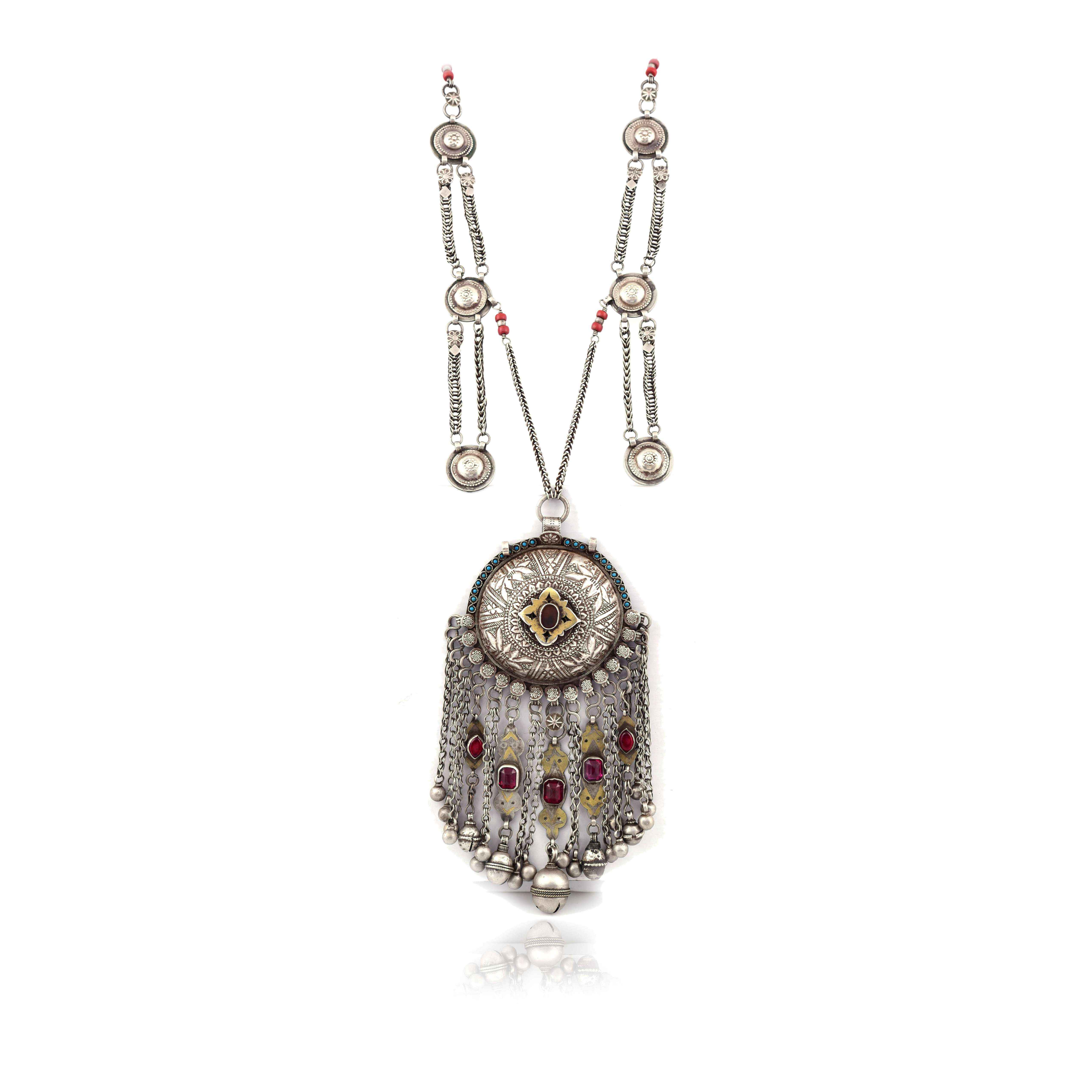 Vintage Silver stone Afghan necklace