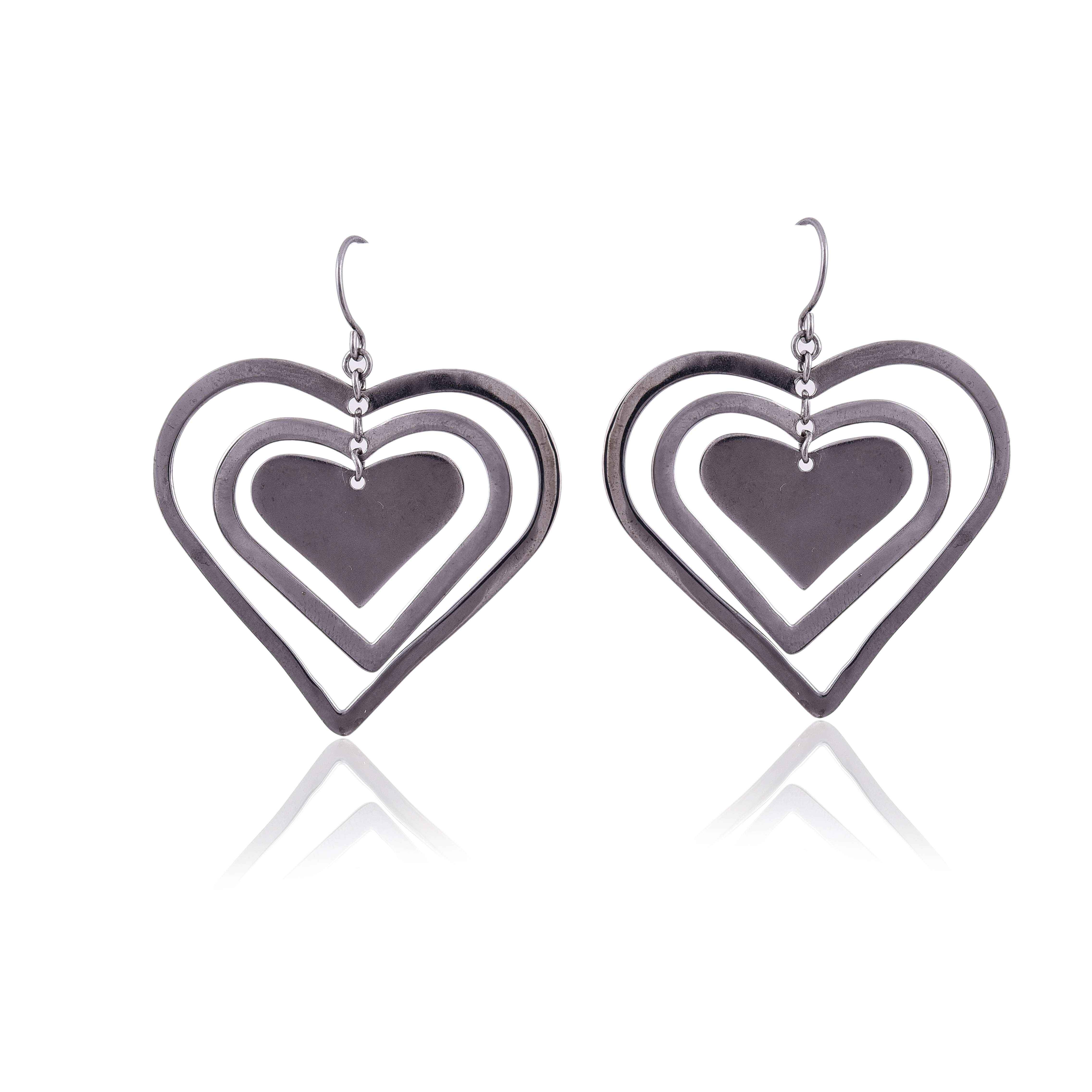 Sterling Silver multi layer heart earring