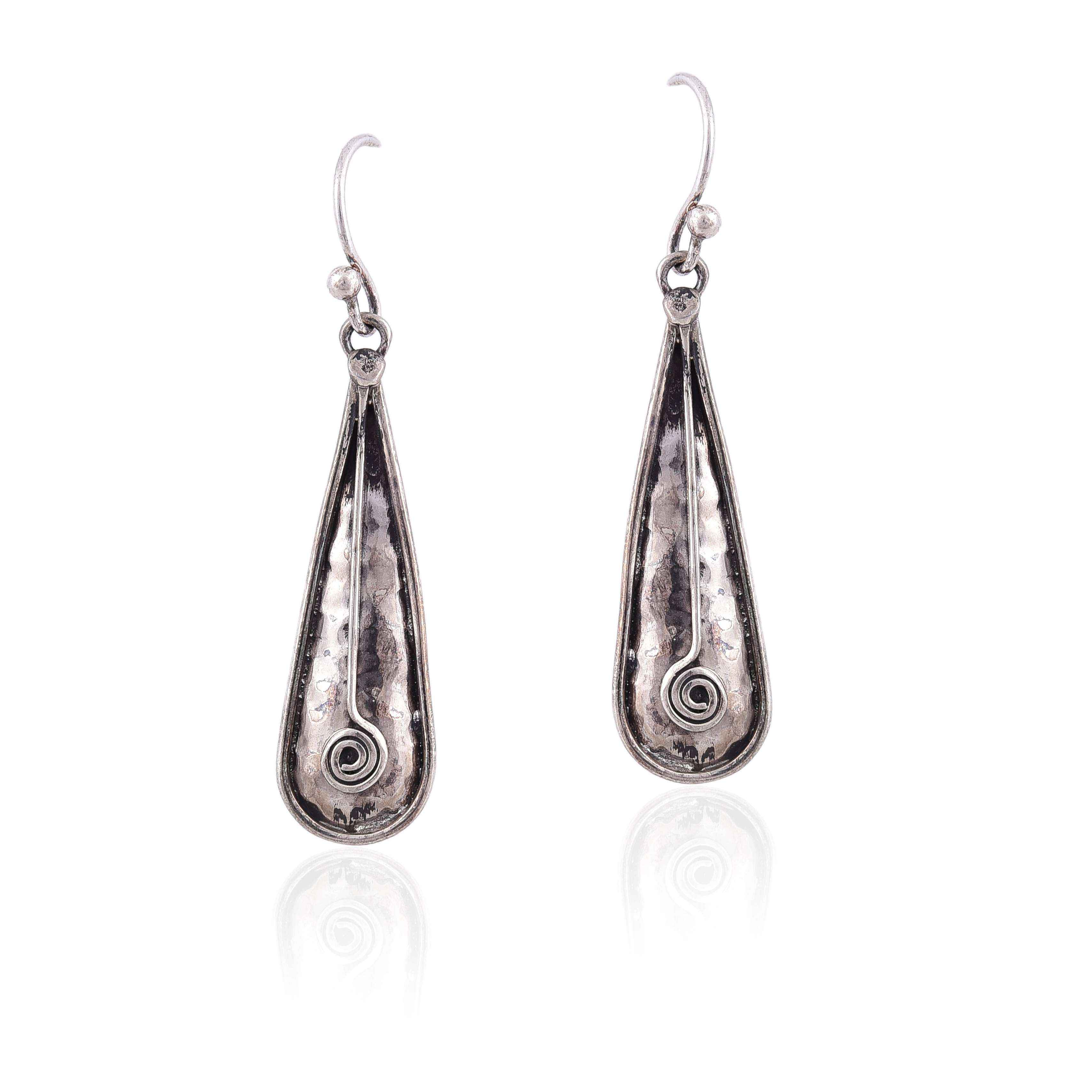 Sterling Silver hammered hook earring