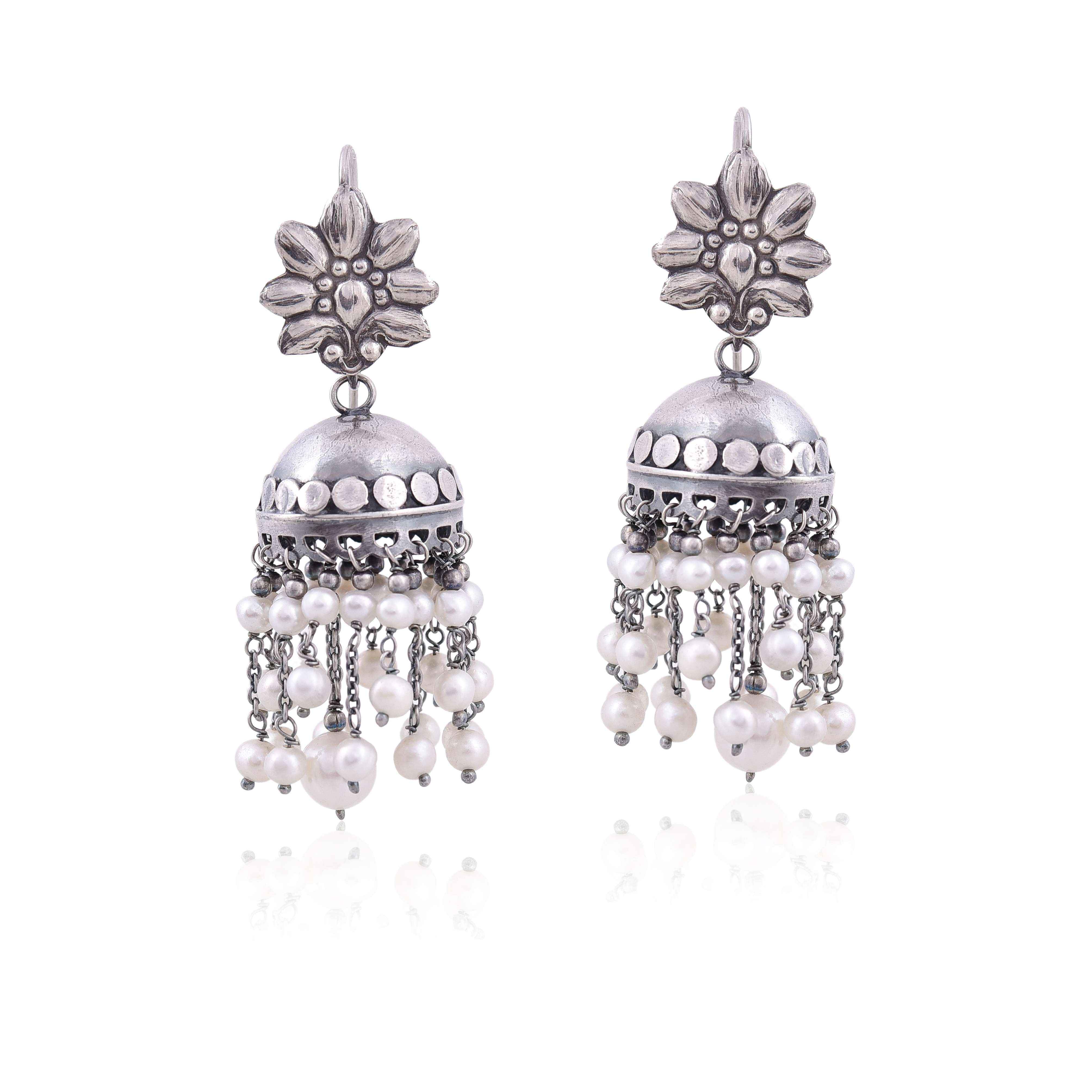 Dangling Pearl Statement Jhumka earring