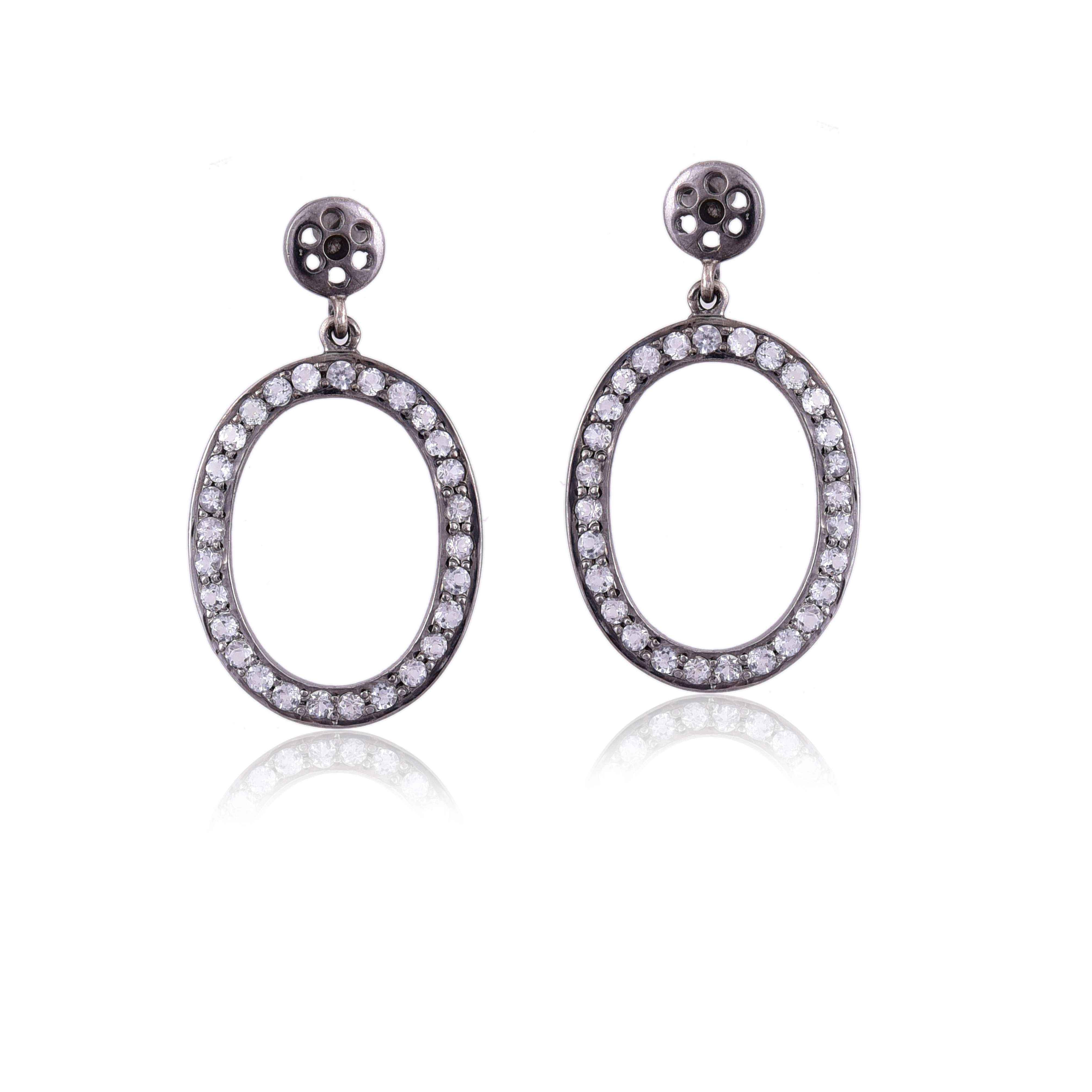 Sterling Silver oval Zircon earring