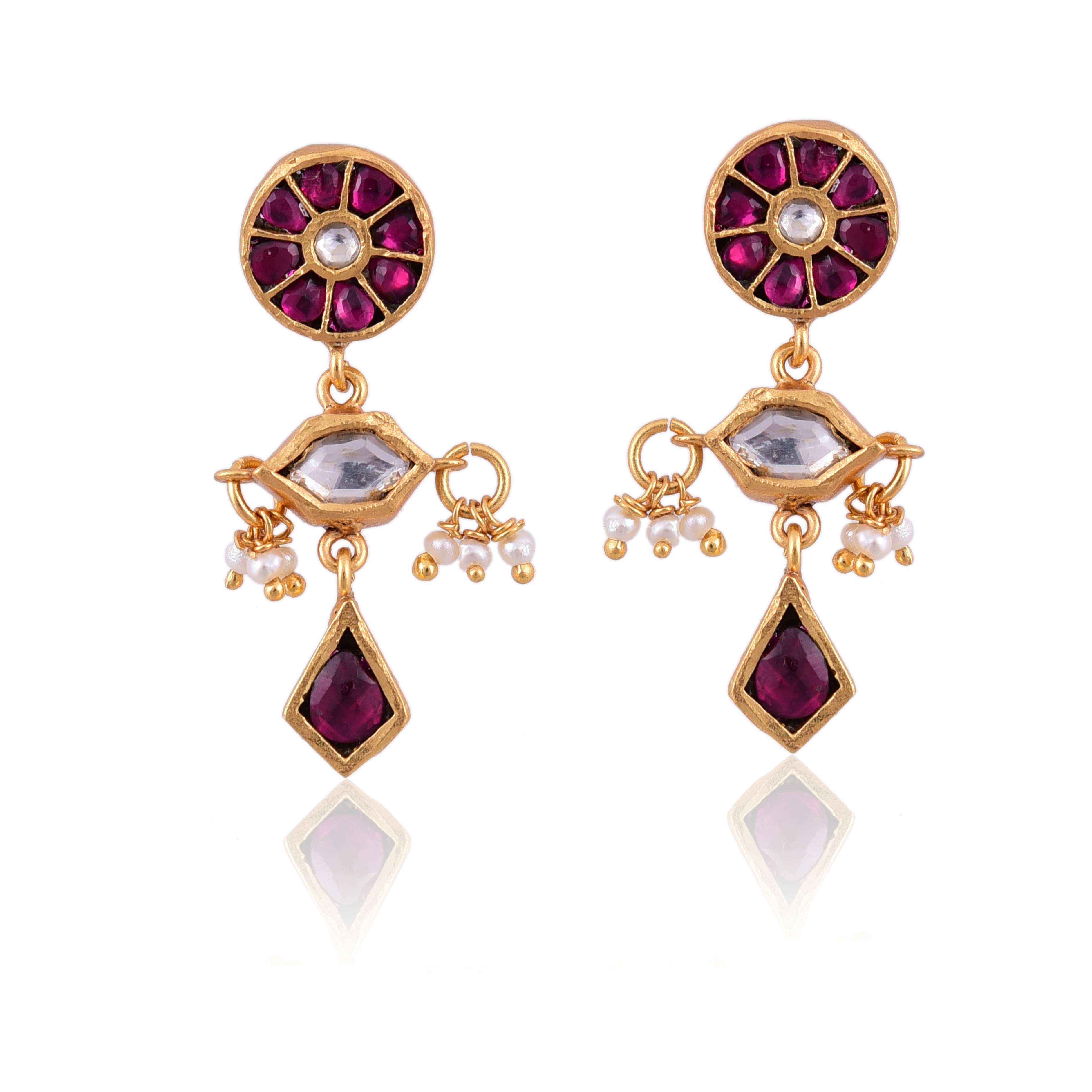 Silver gold plated Kundan Earring