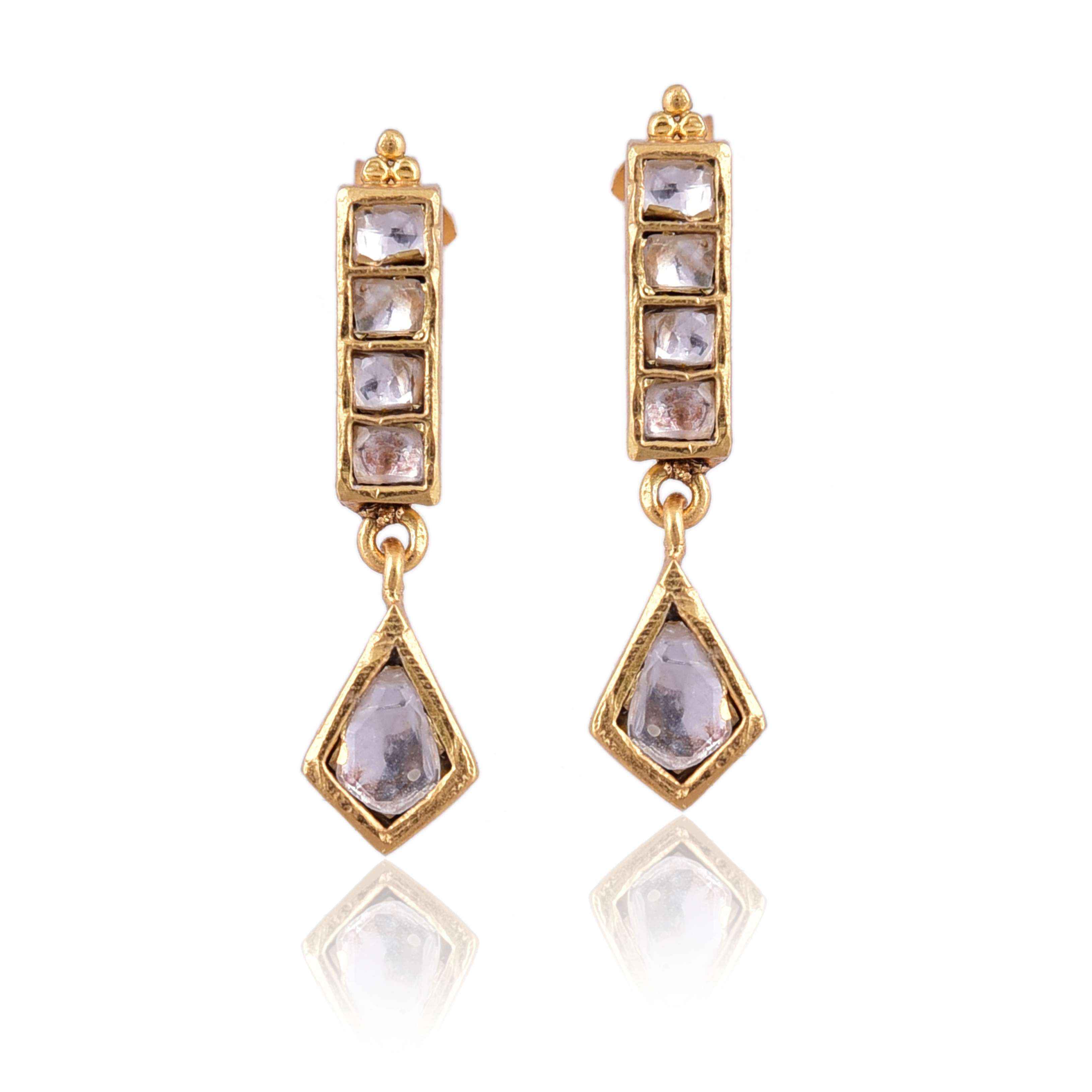 925 Silver gold plated Kundan Earring