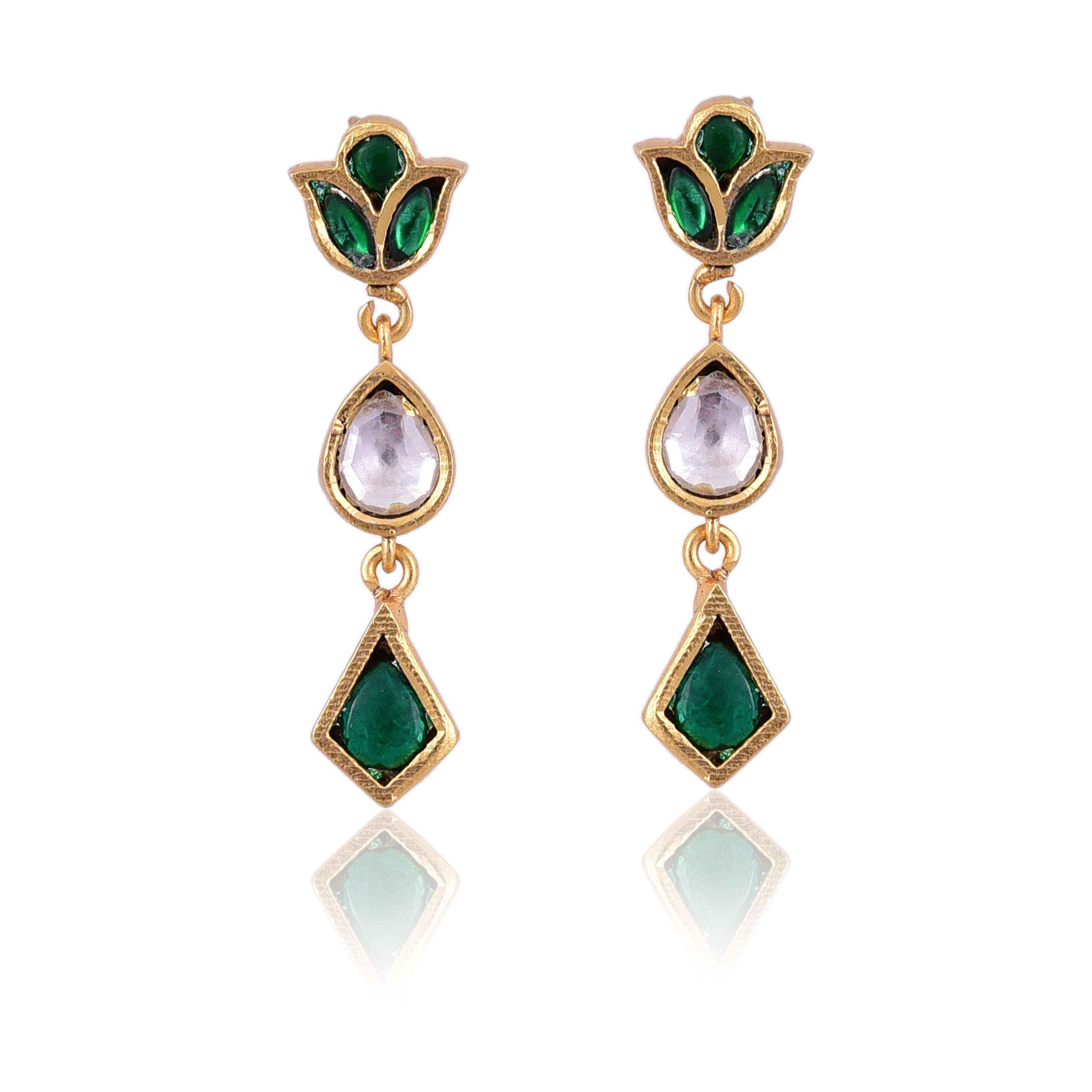 Sterling Silver gold plated kundan Earring