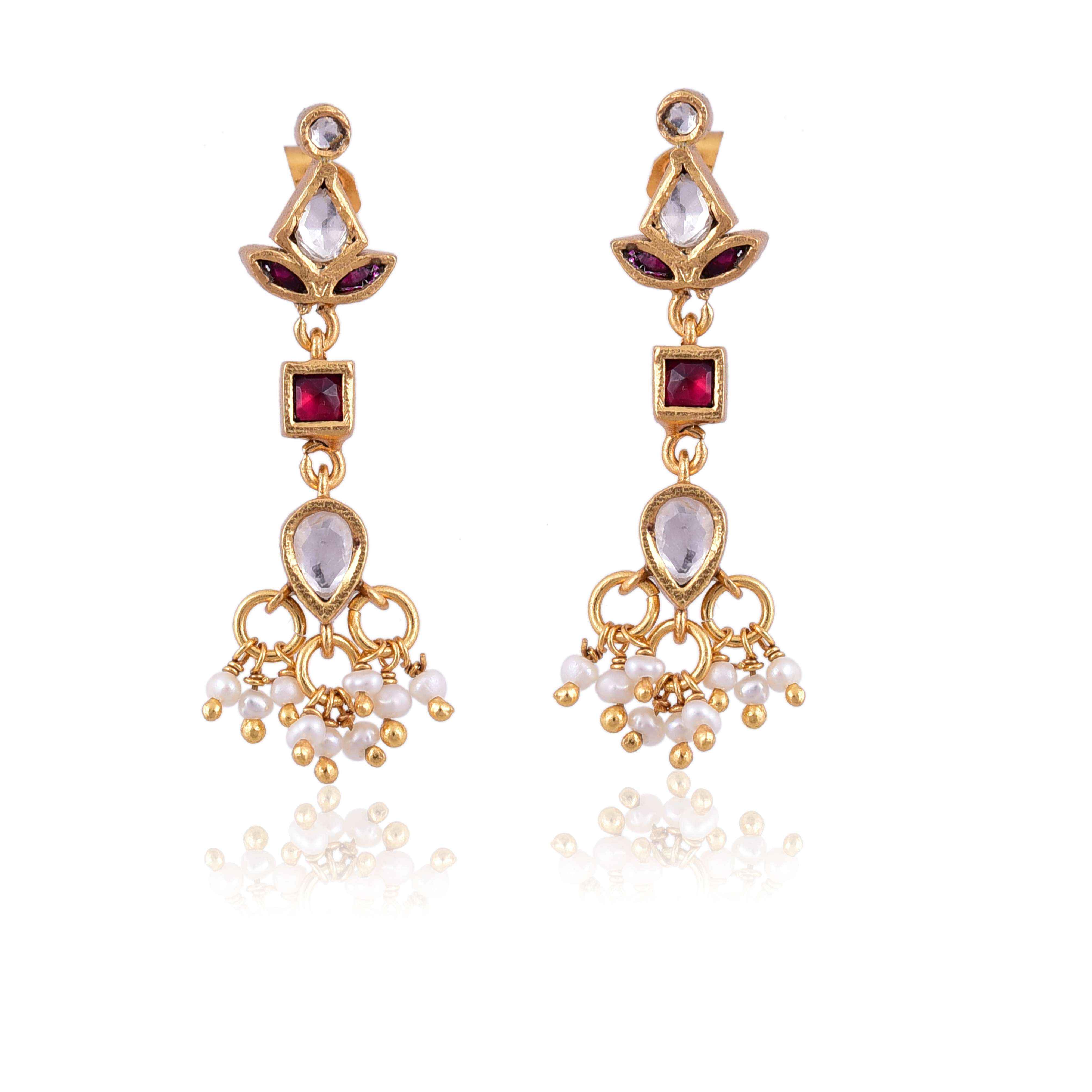 Silver gold plated Kundan Earring