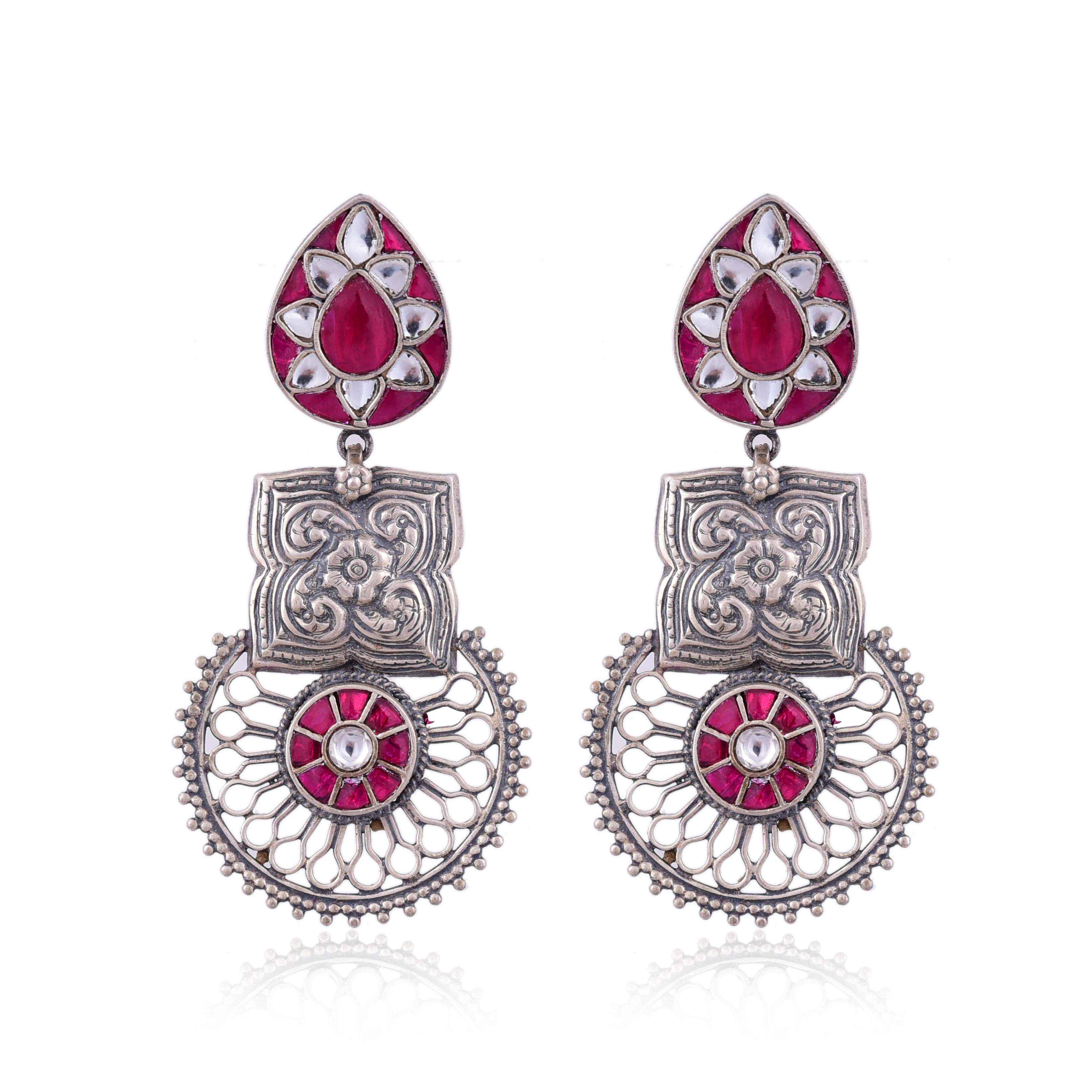 Silver Kundan Earring
