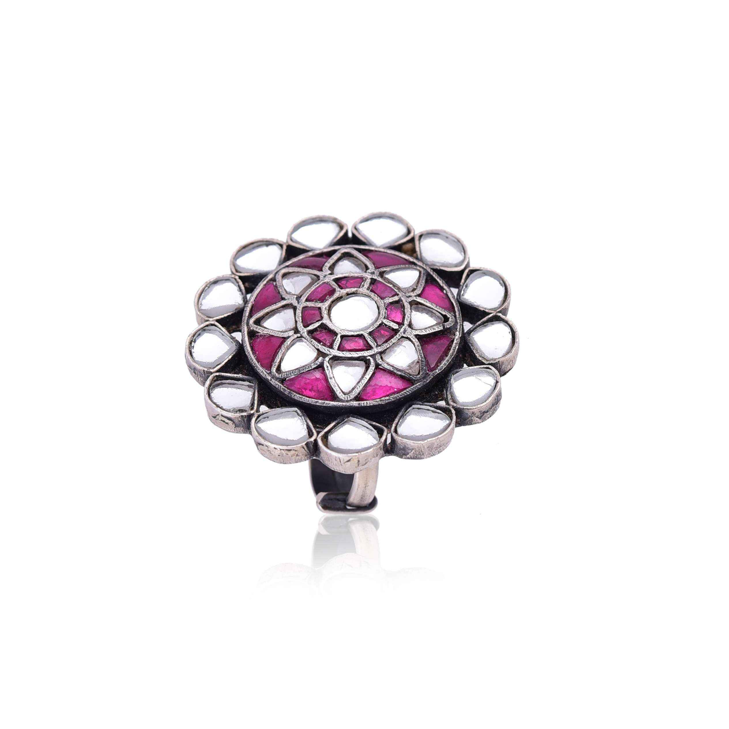 Sterling Silver Kundan Ring