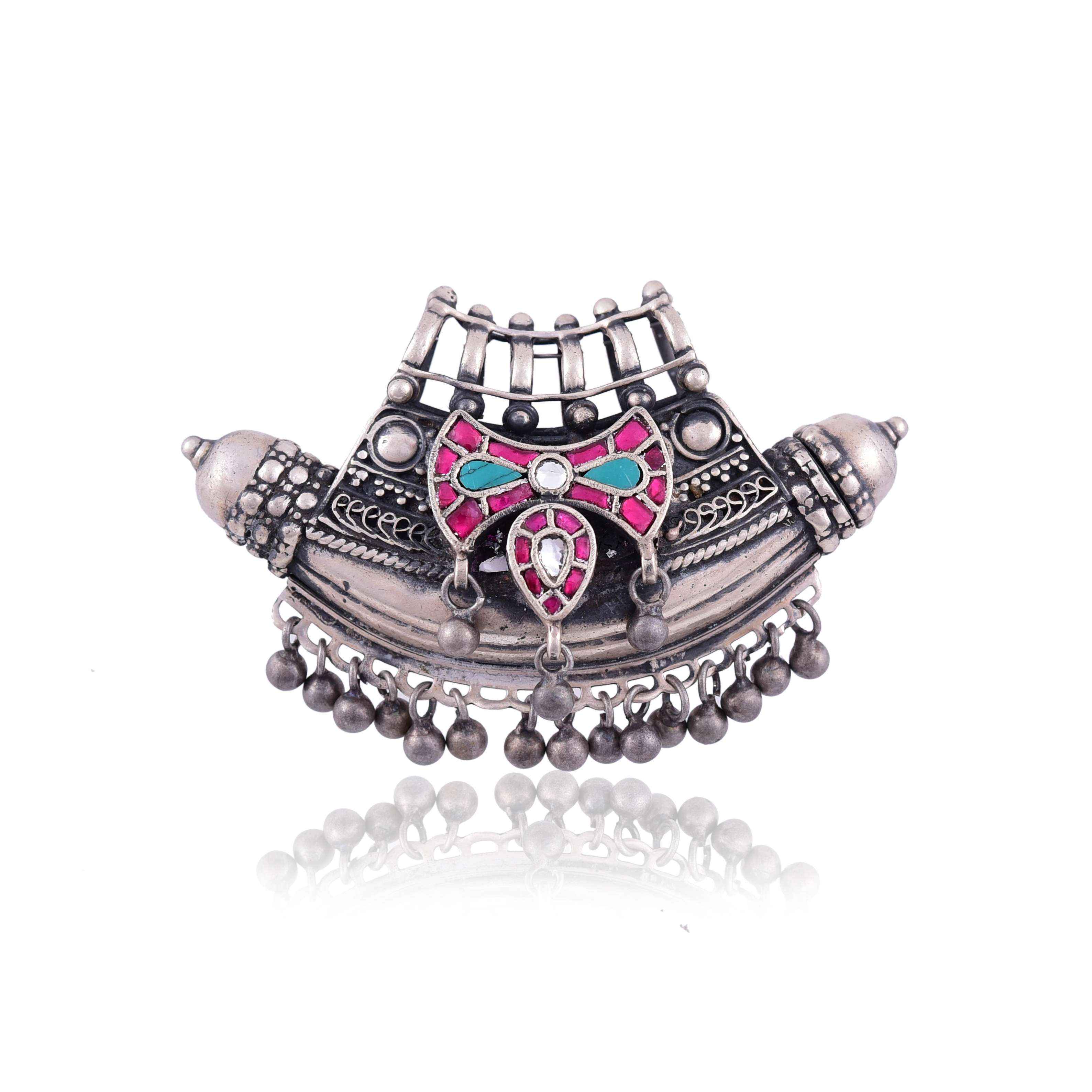 925 Oxidised Kundan choker Pendant
