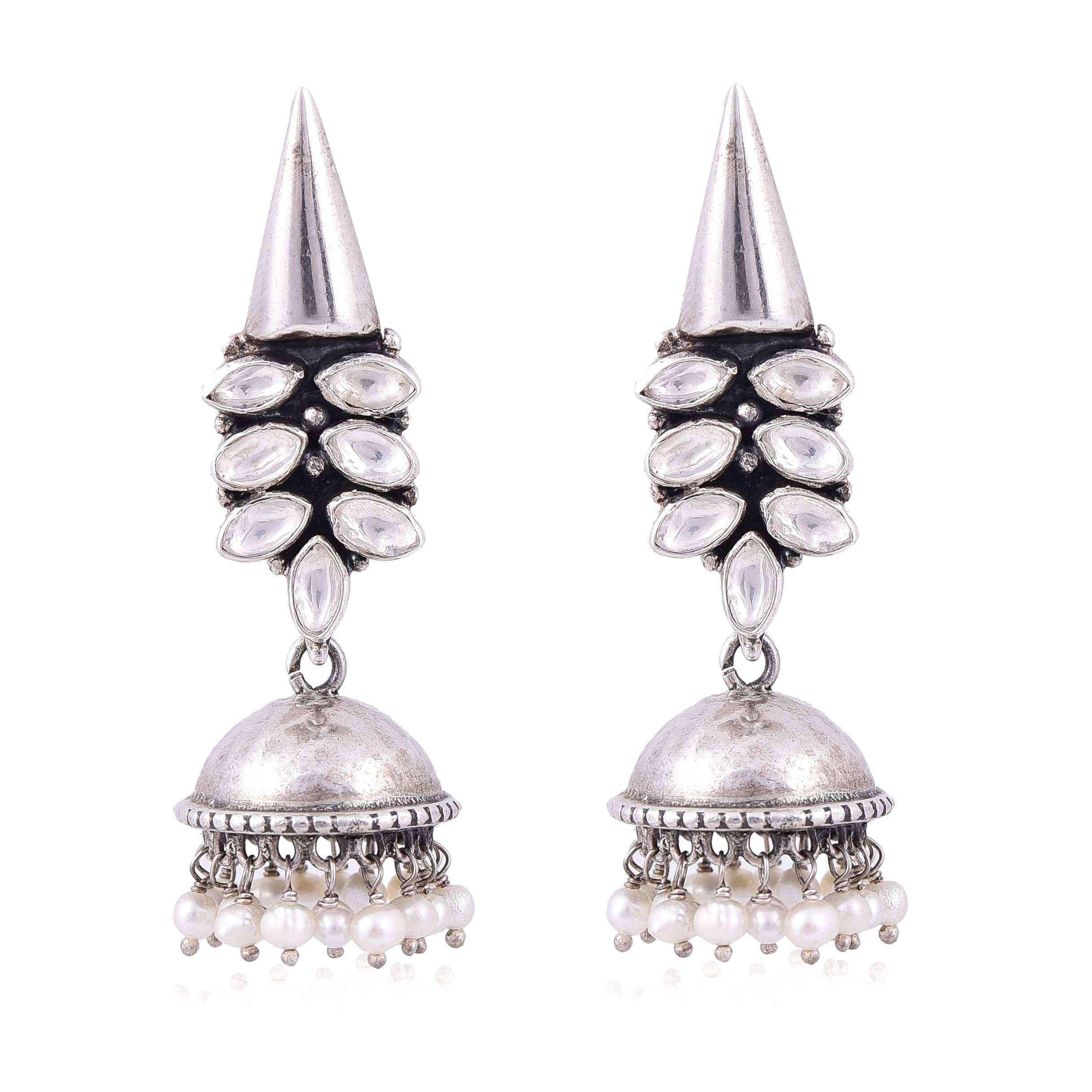 925 Silver pearl jhumka earring