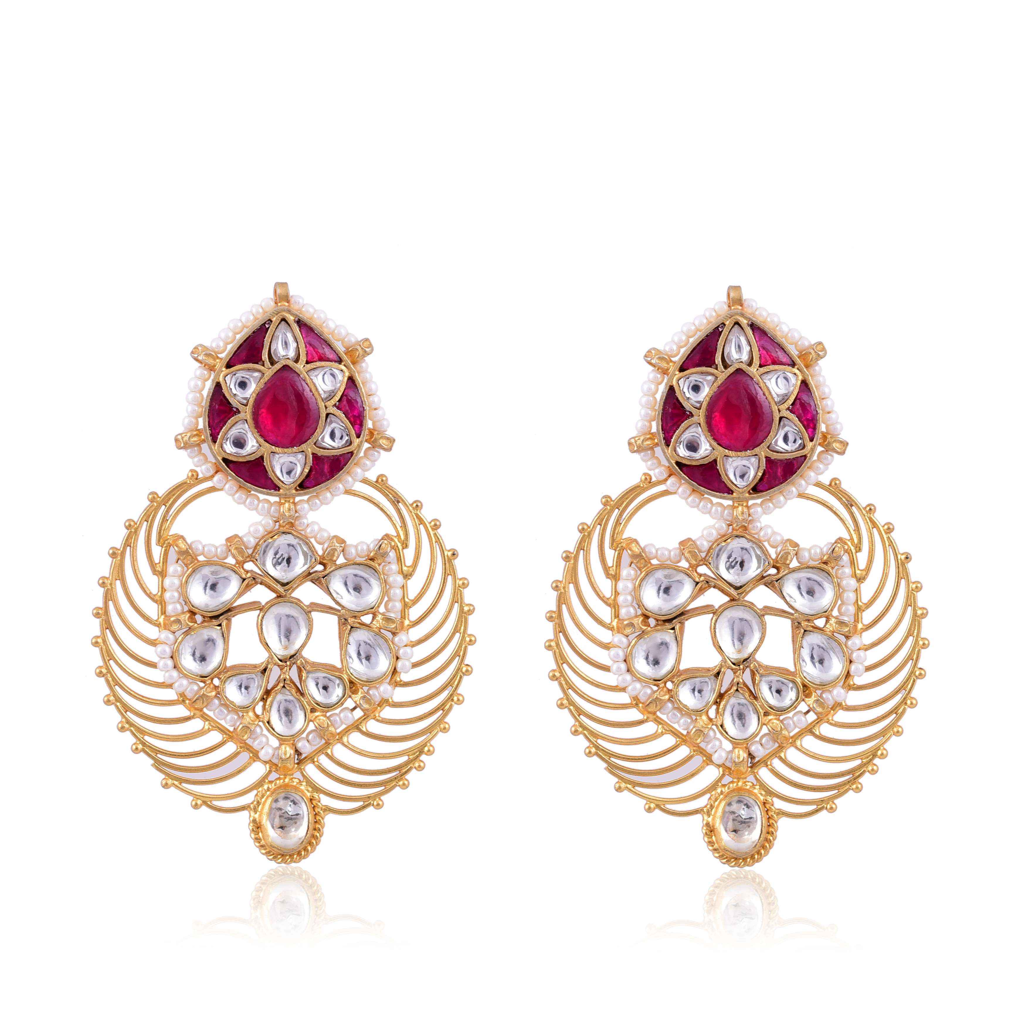 Silver gold plated Kundan Pearl Earring