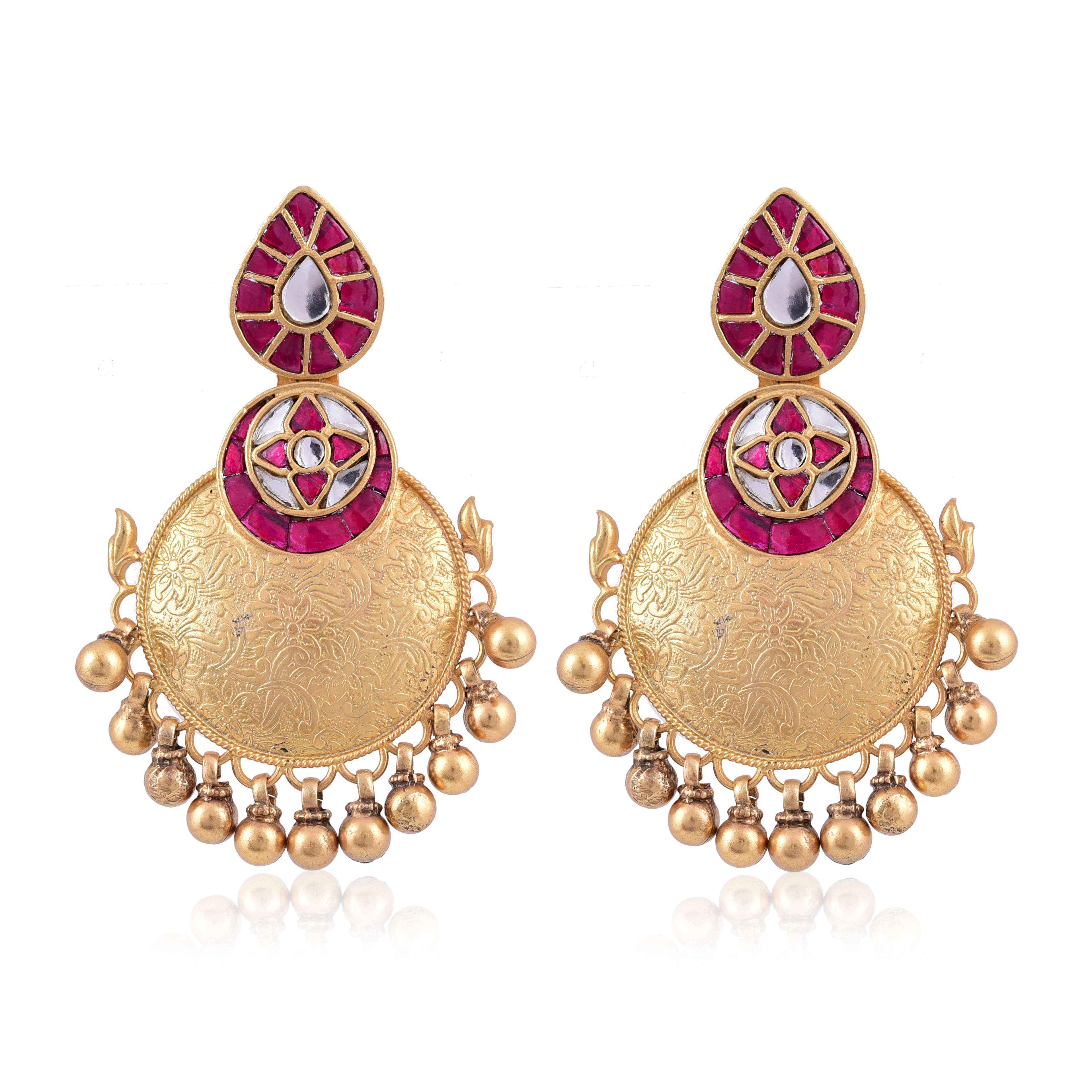 Silver gold plated Kundan work earring
