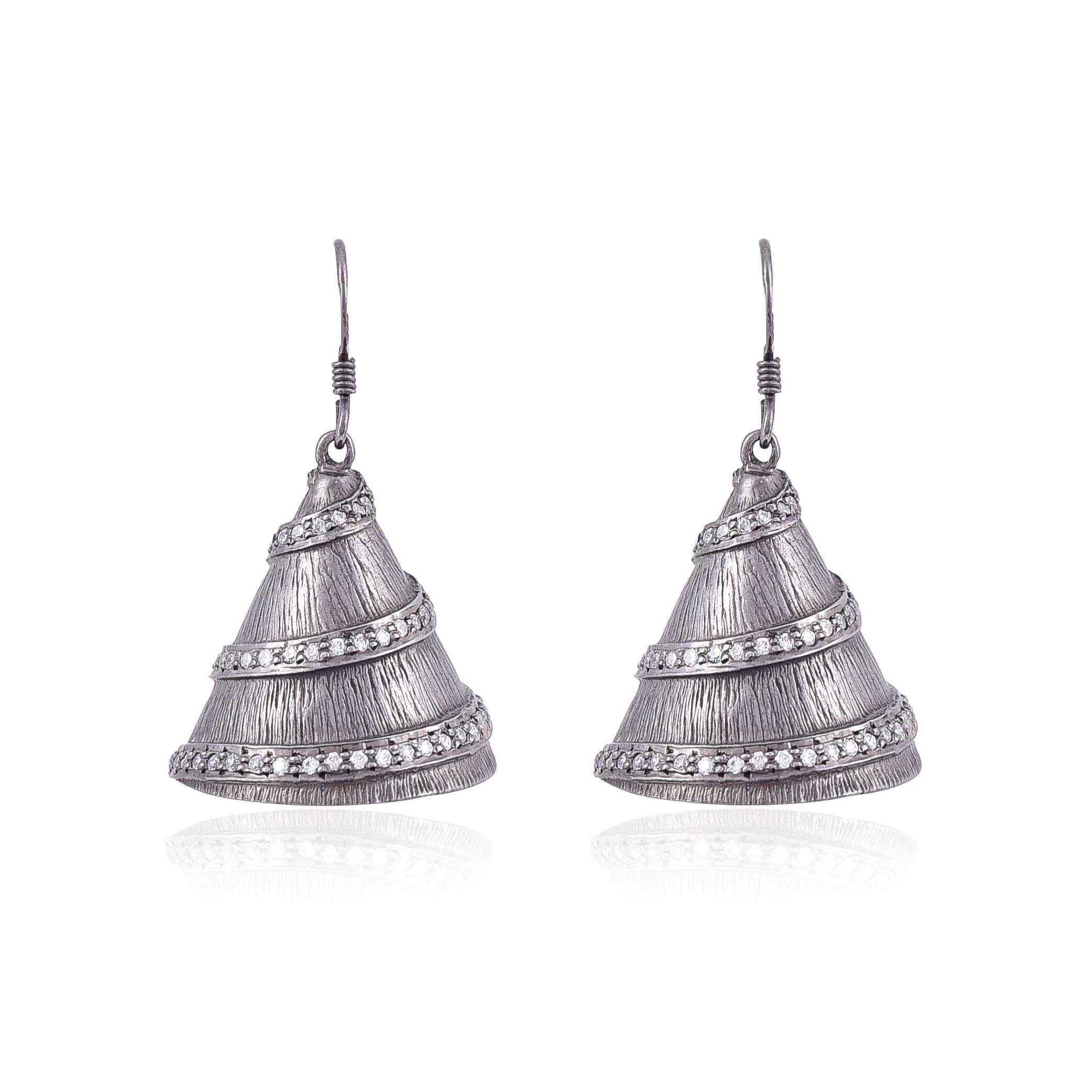 Sterling Silver Textured CZ earring