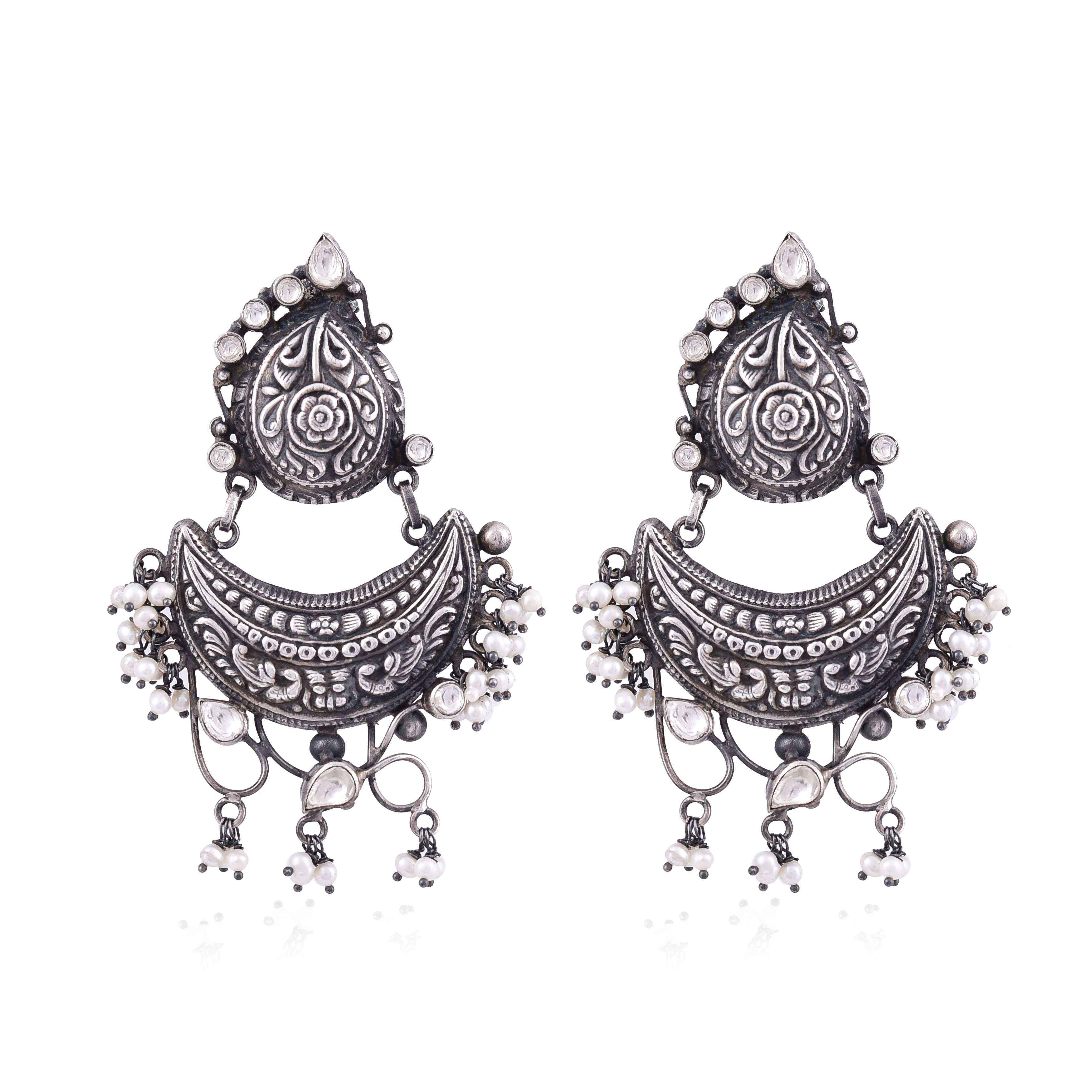 Sterling Silver antique oxidised earring