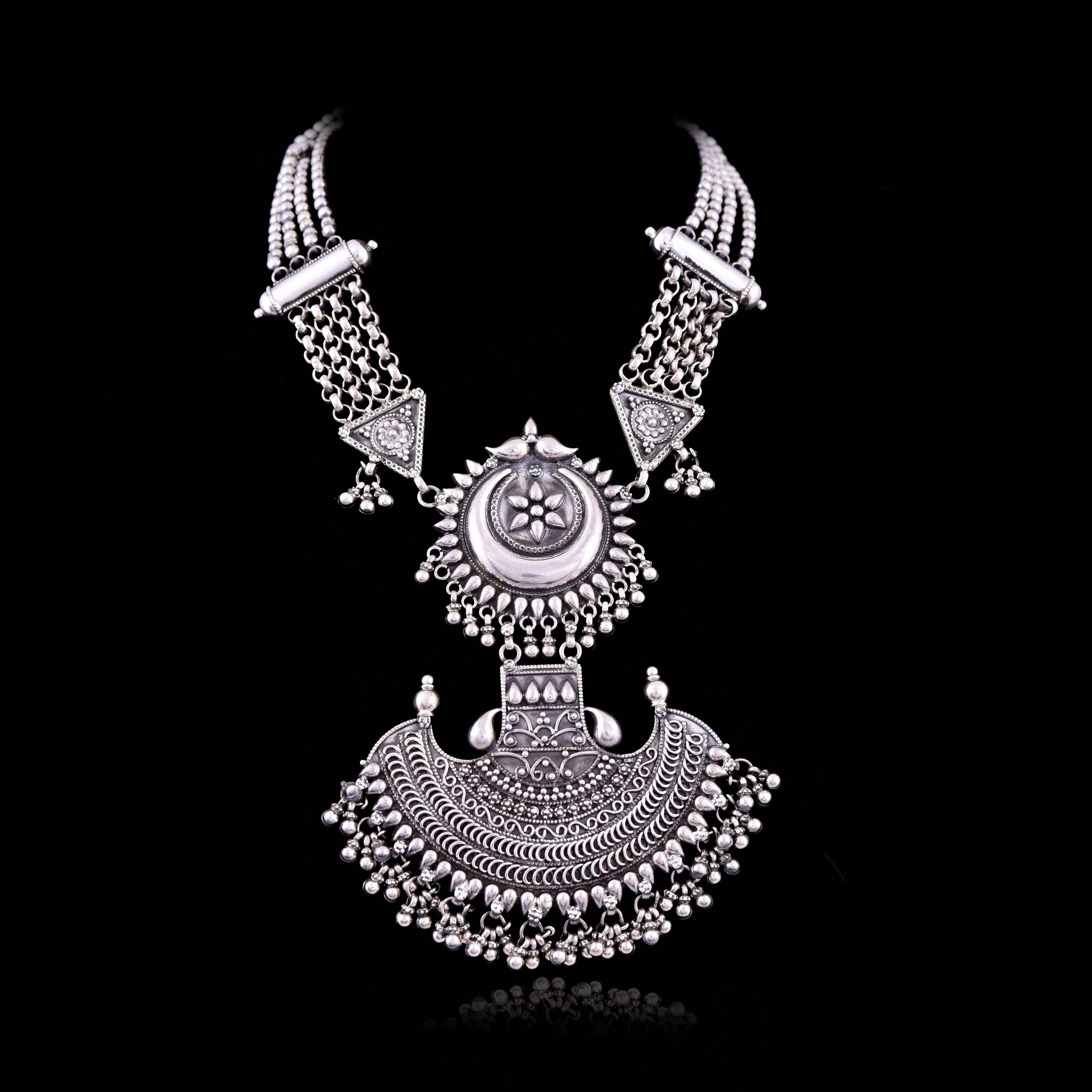 Silver Tribal Statement Necklace
