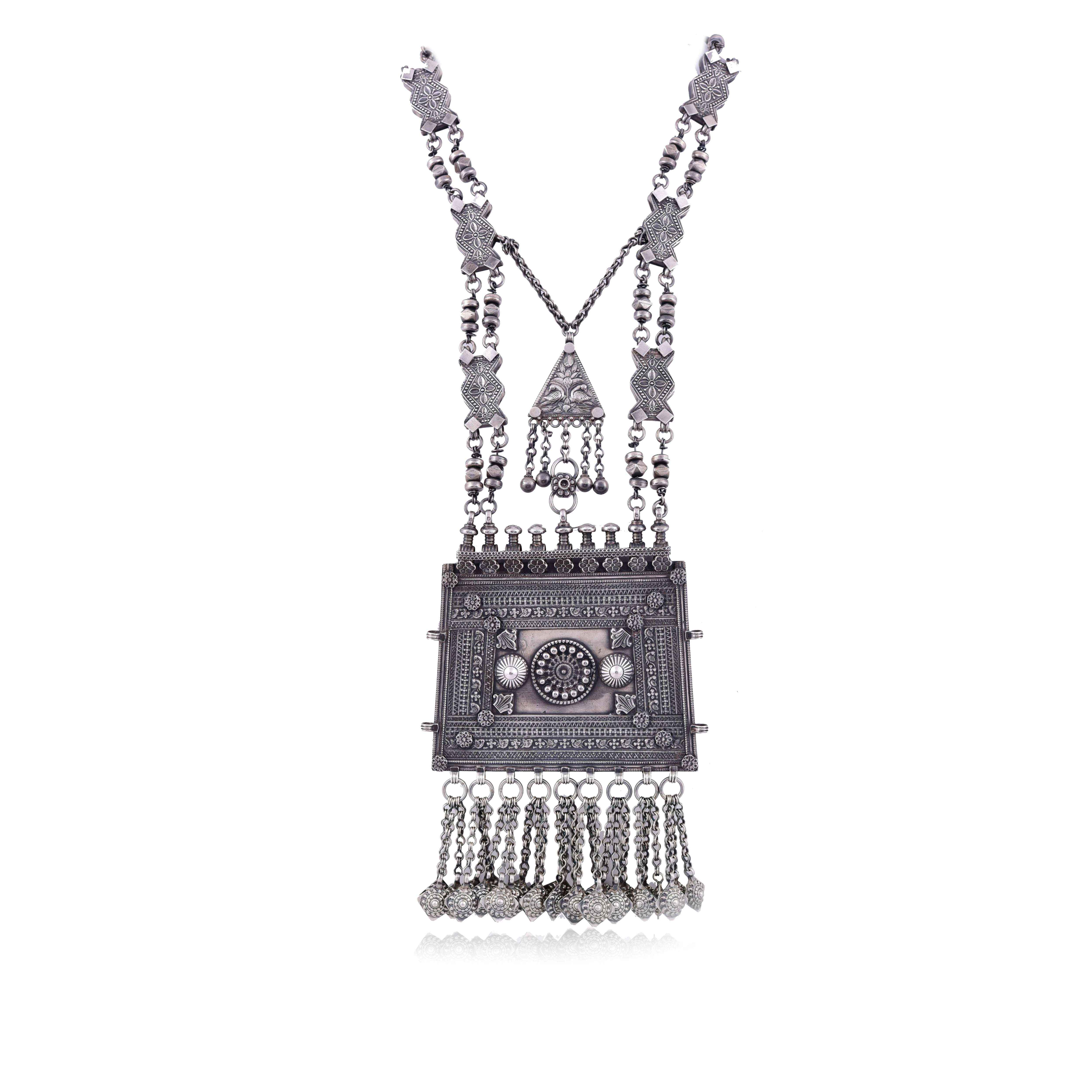 Silver Tribal Statement Necklace