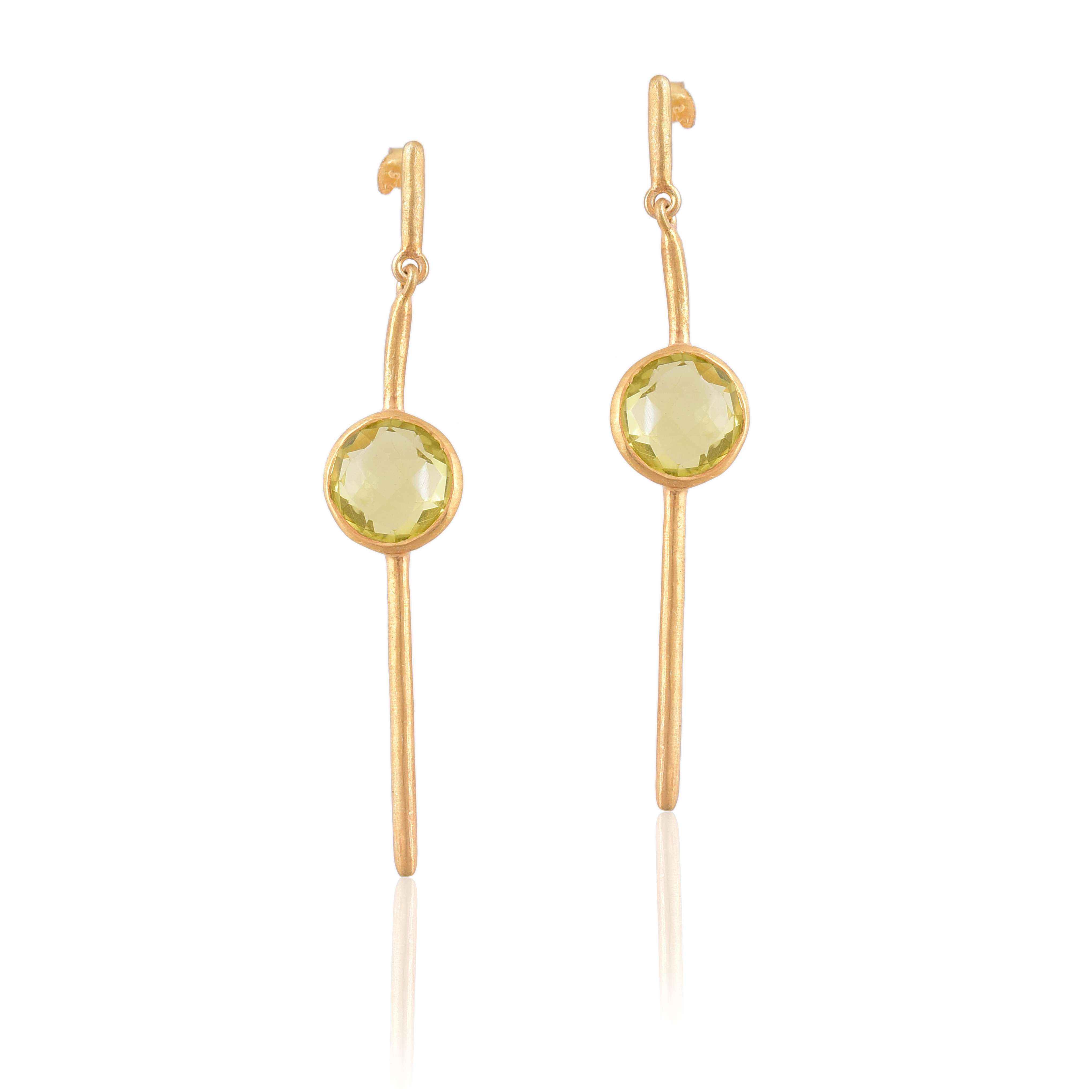 Silver lemon quartz dangler earring
