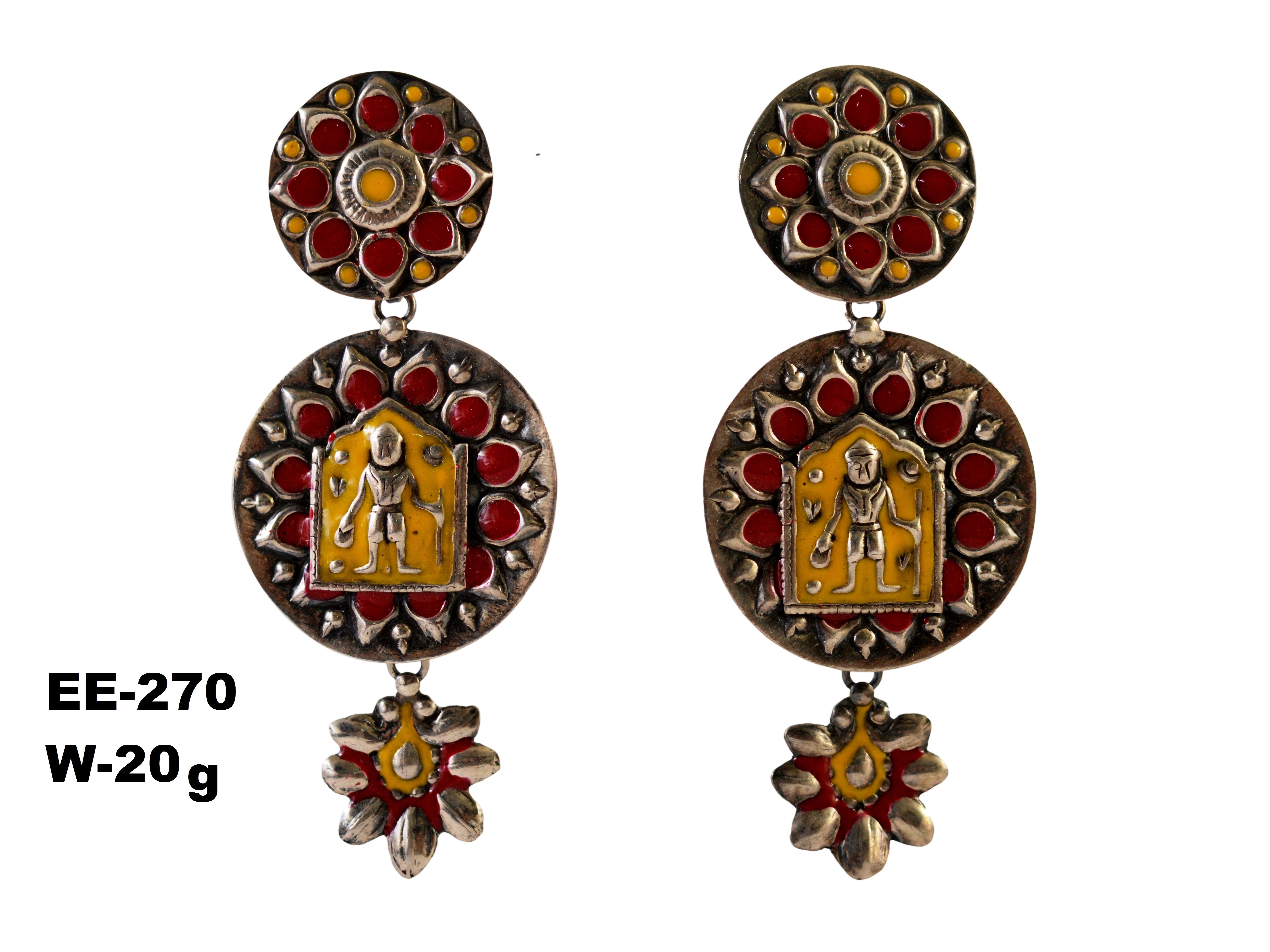 925 Silver Enamel Earrings – Radiant Red & Sunshine Yellow