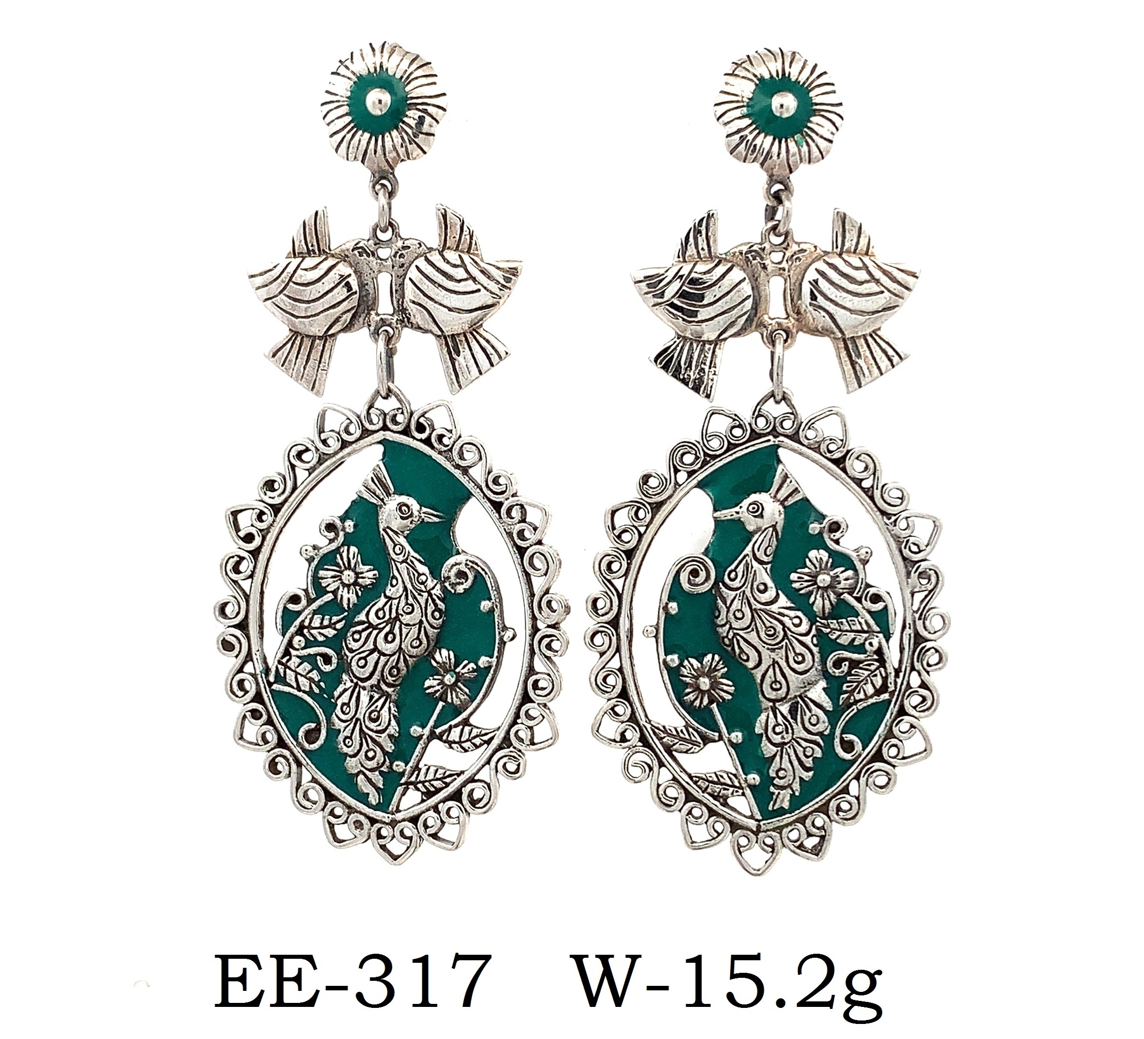 925 Silver royal Red  Enamel earring 