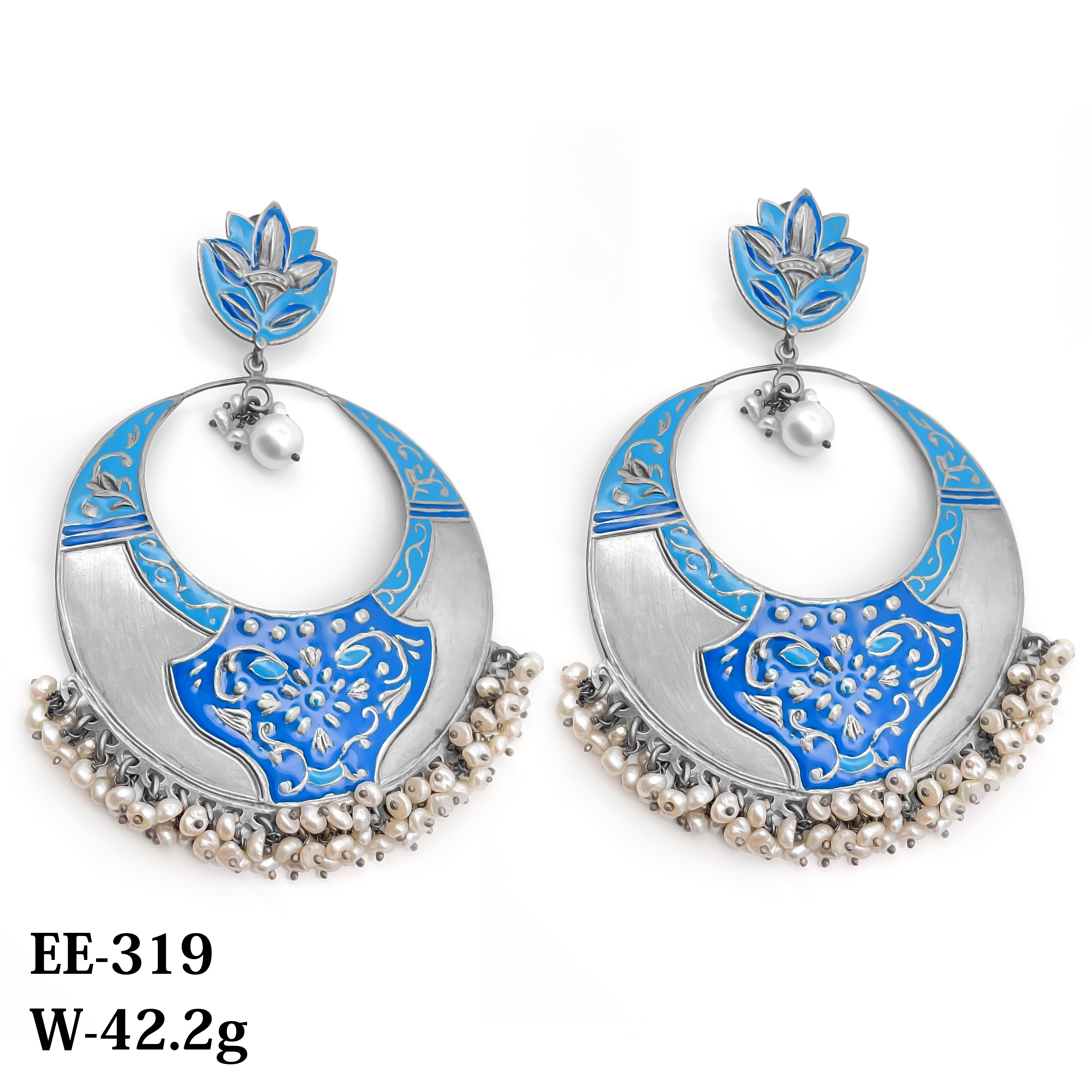 925 Silver royal Red  Enamel earring 