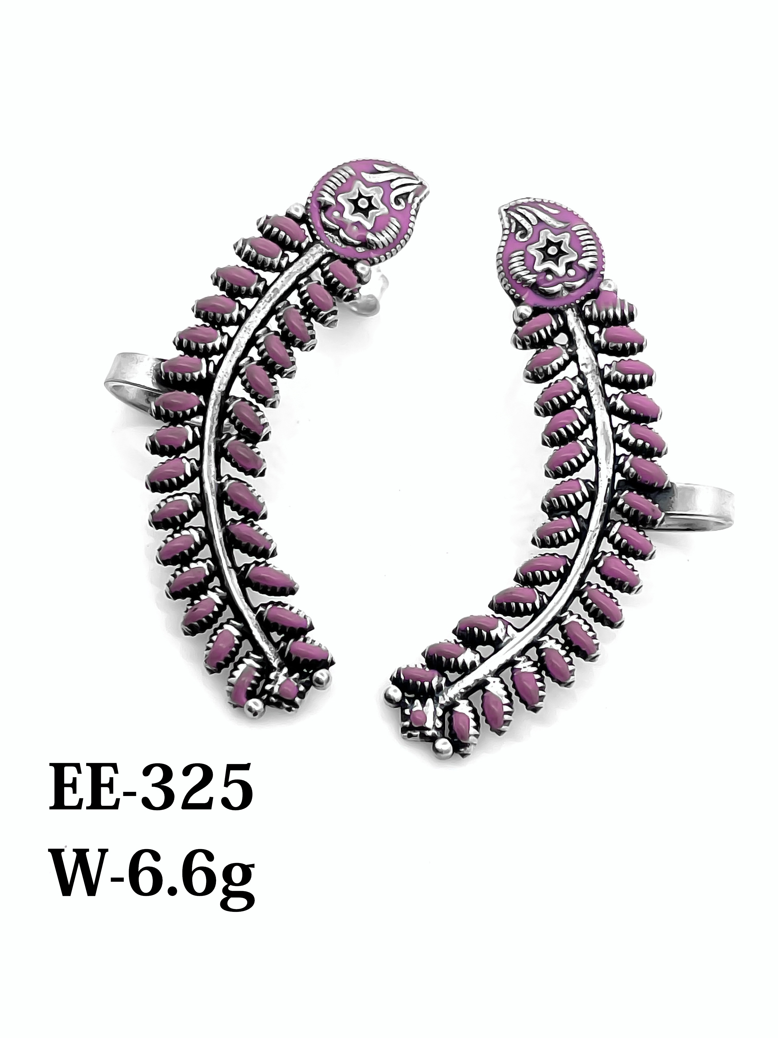 purple  Enamel Earrings 925 Sterling silver traditional 