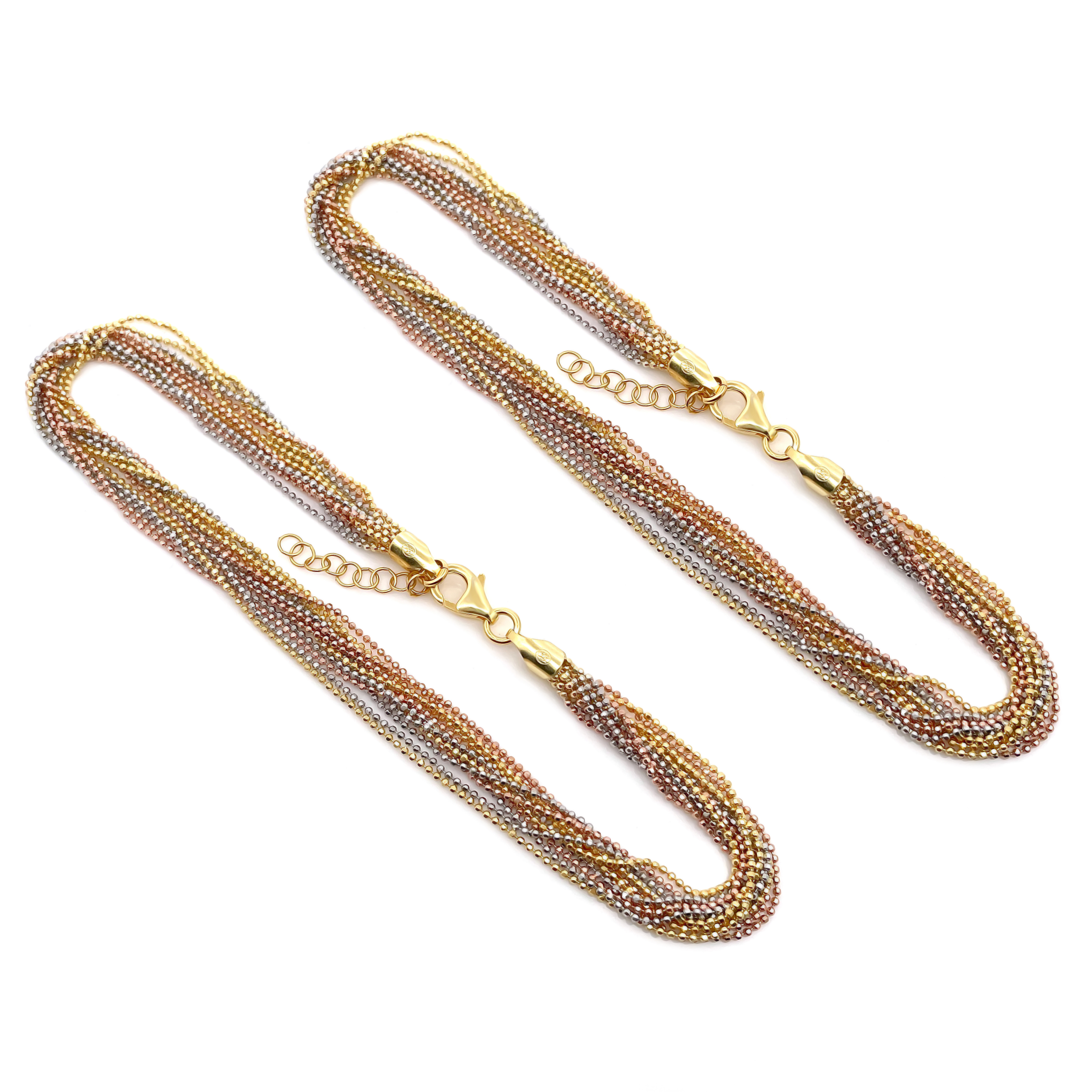 dot texture Multicolor Gold & Rose Gold -Plated Layered Beaded Anklets