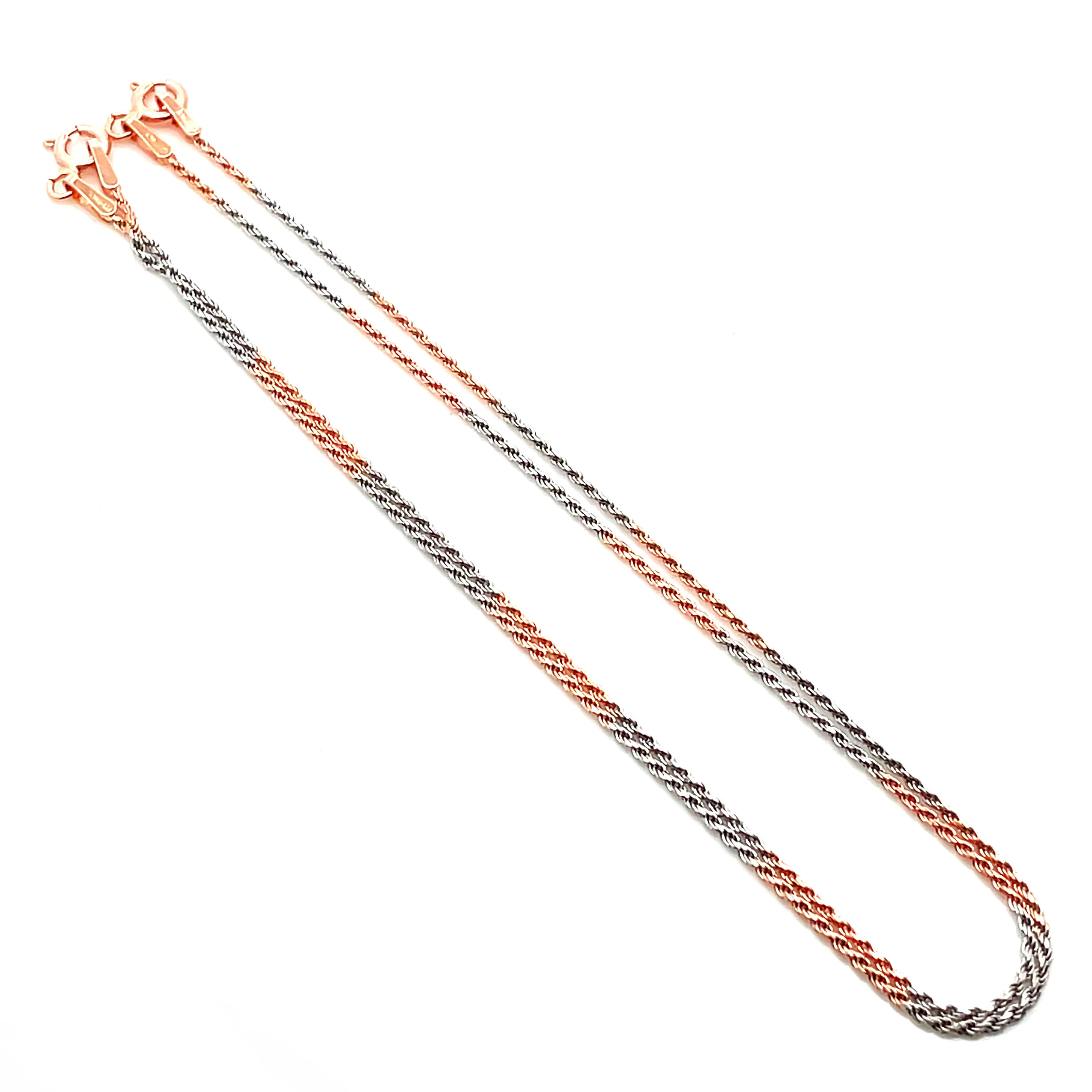 Two-Tone Twisted Rope Anklet in Rose Gold and Silver 