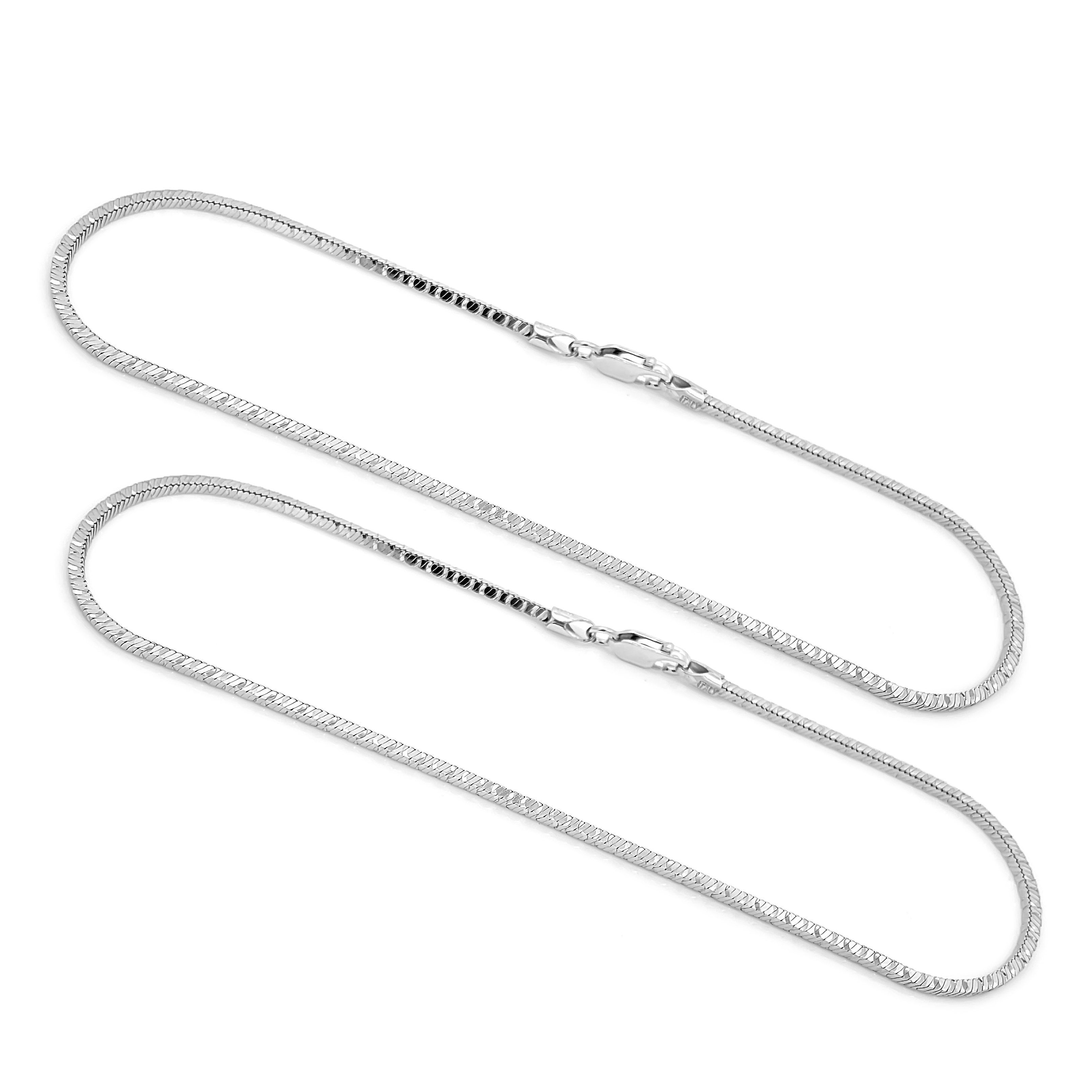 Sterling Silver Herringbone Anklet Set - Dual Chain Design 