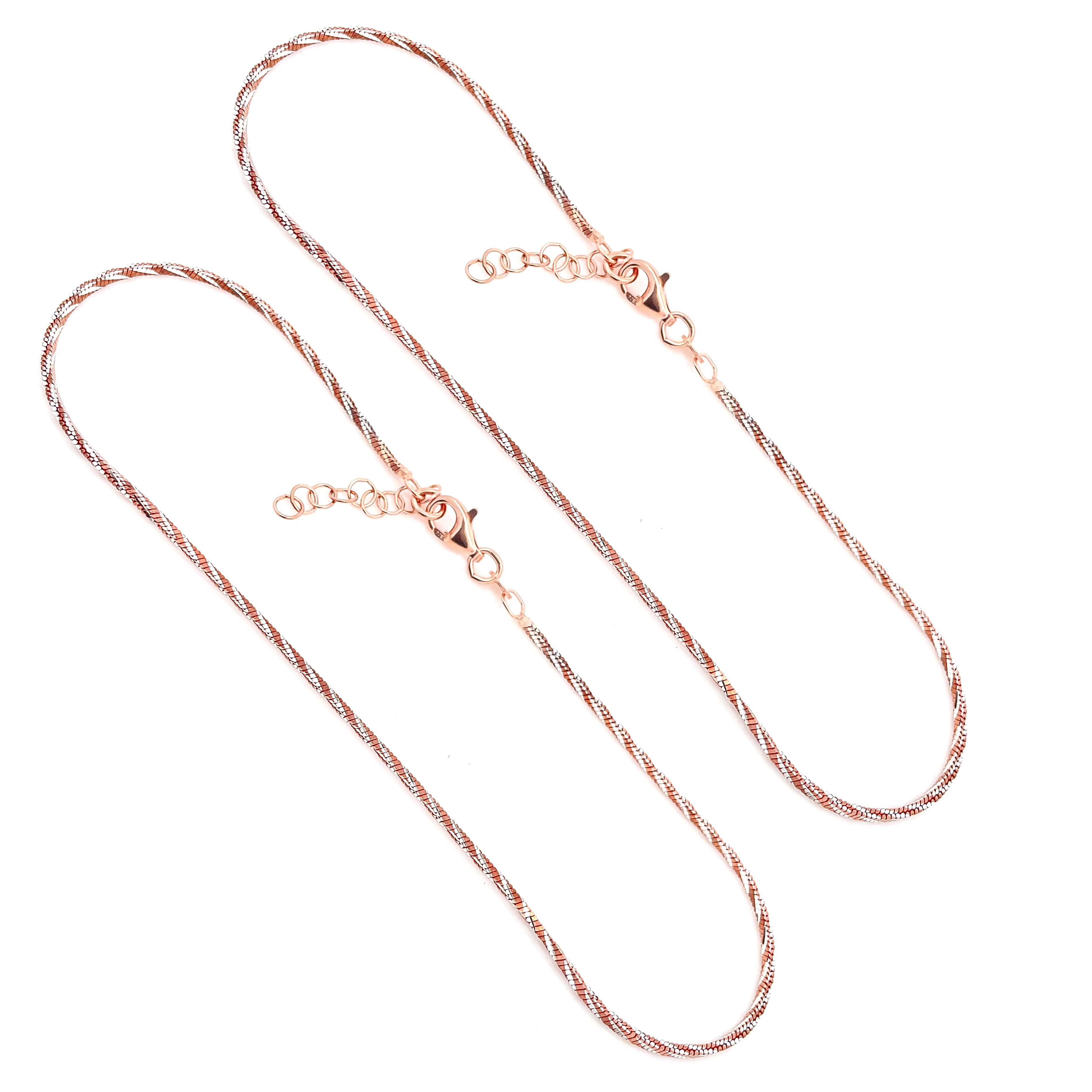 Elegant Rose Gold Plated 925 Sterling Silver Snake Chain Anklets 