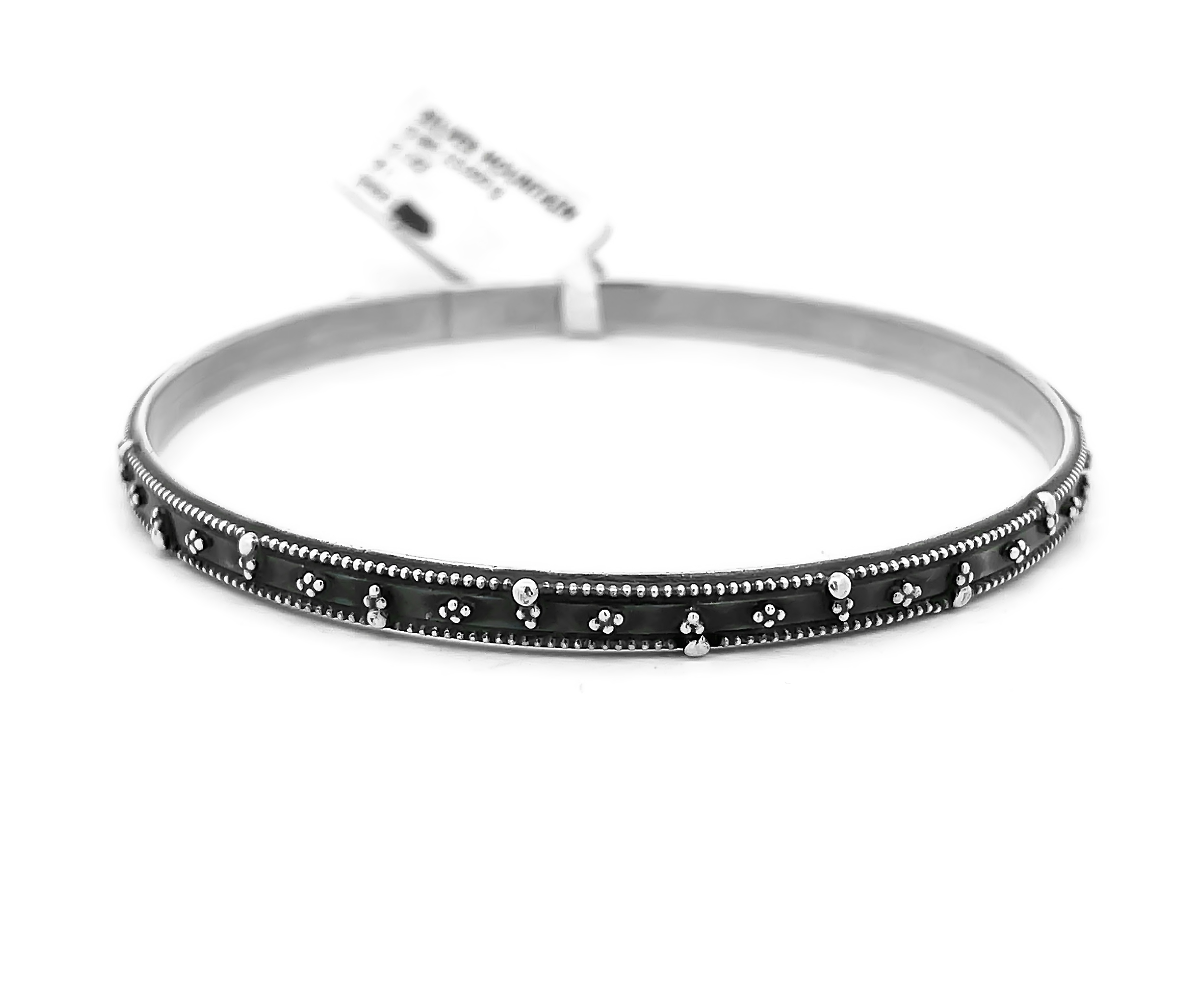 925 Sterling Silver Traditional Oxidized Dotted Bangle | Minimal Ethnic Design
