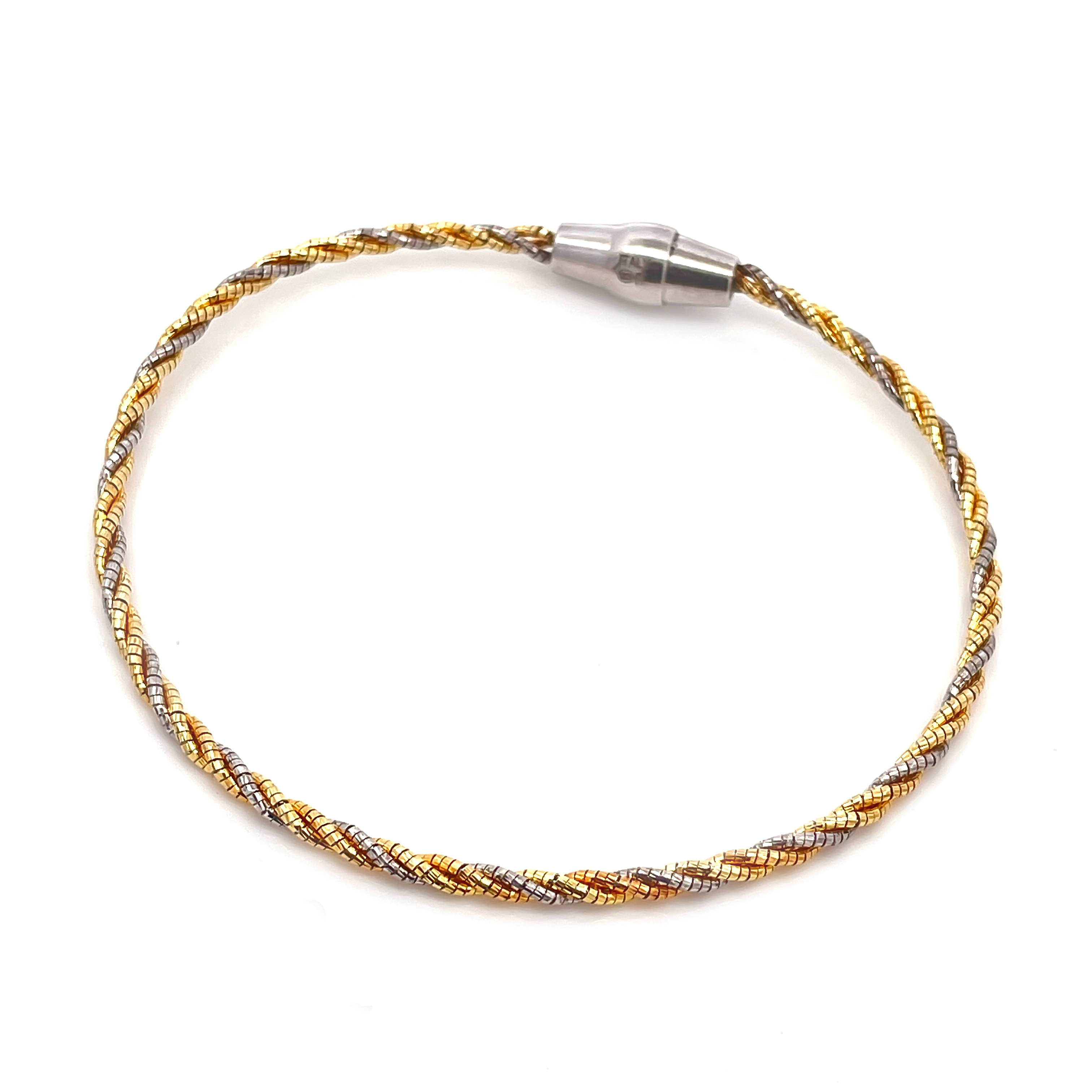 925 Sterling Silver Gold Plated Twisted Wire Bracelet | Elegant Dual-Tone Design