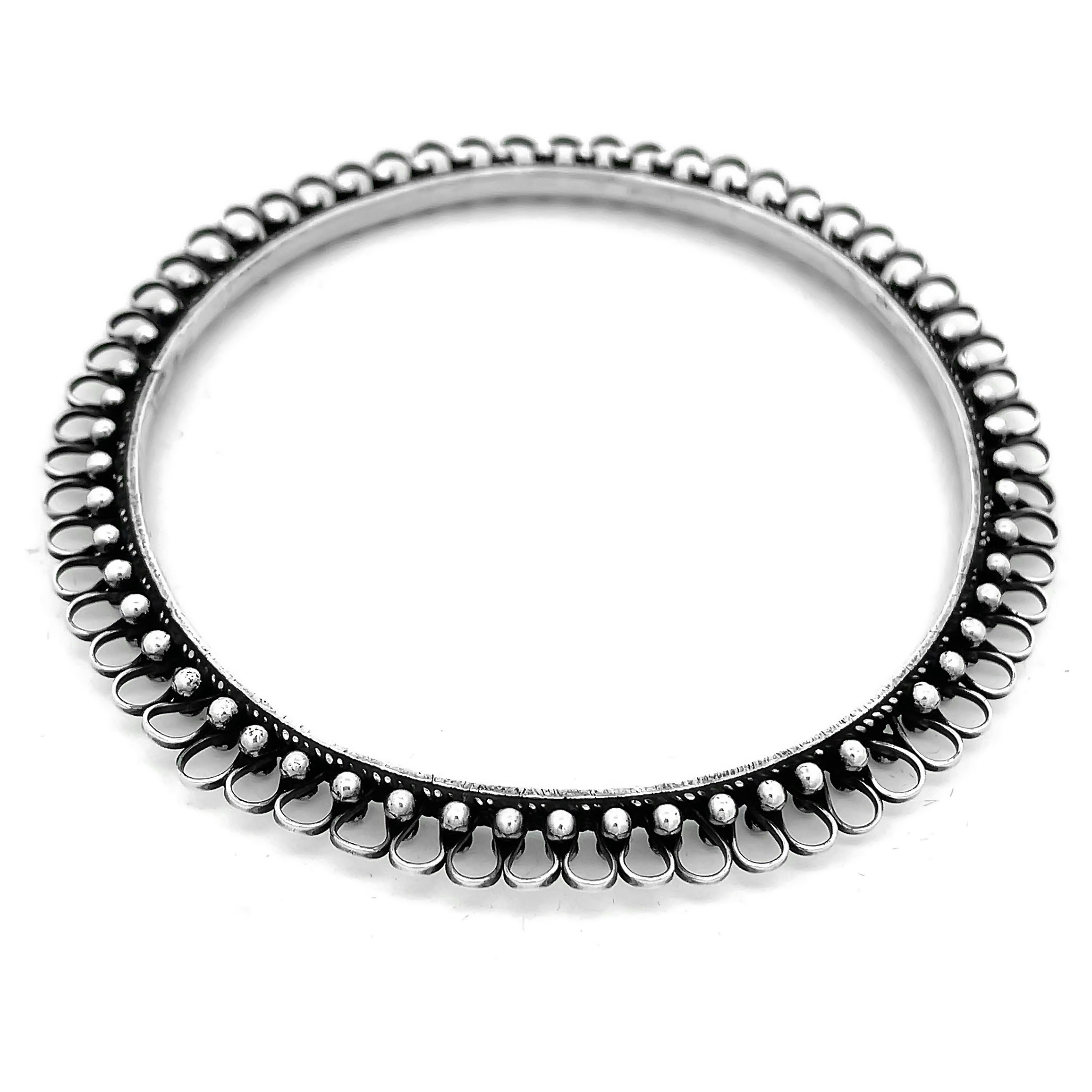 925 Sterling Silver Traditional Oxidized Bangle | Handcrafted Antique Design Bangle 