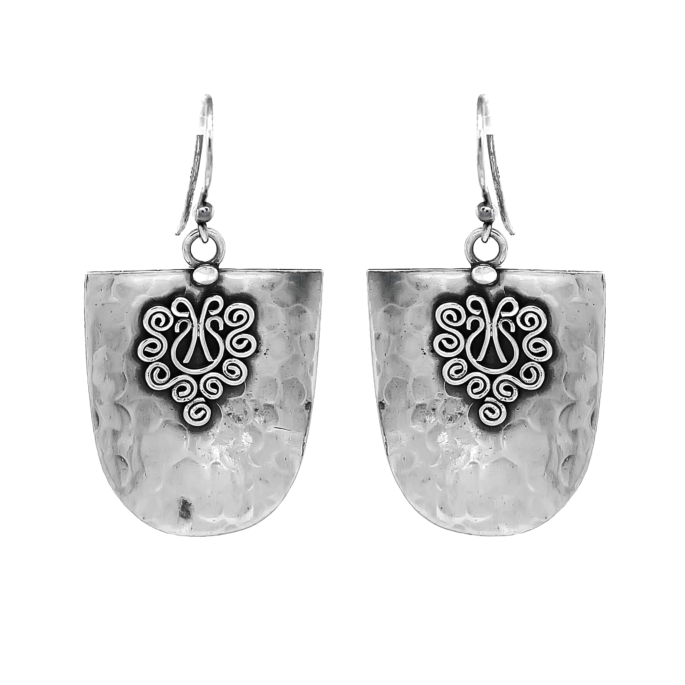 Swirling Cutout Oval Dangle Earrings Drop Hook Earring 925 Sterling Silver Earring