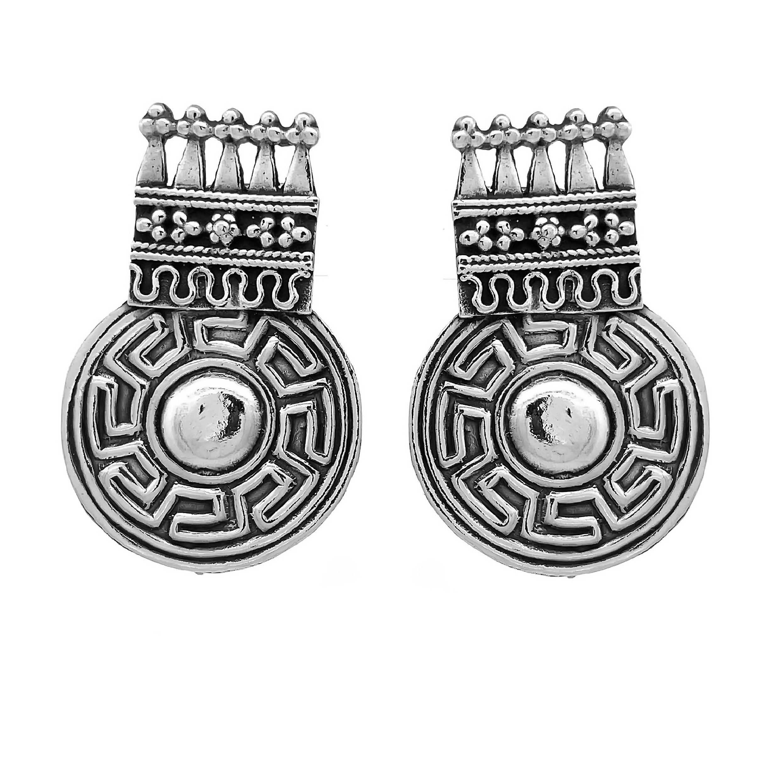 Handmade Traditional wheel dangle earrings. 925 Sterling Silver Earring