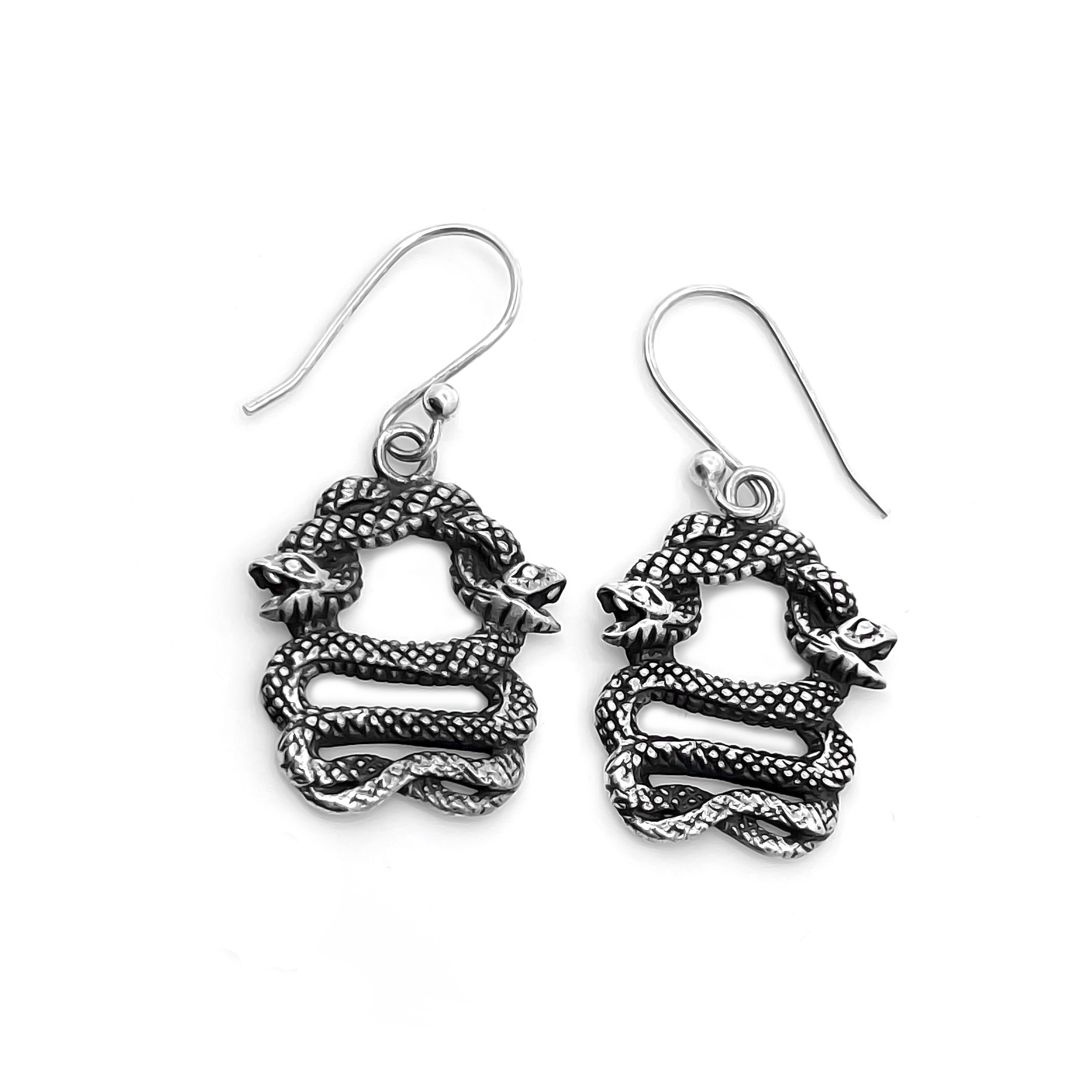 Vintage Style 925 Silver Drop Matthias Wagner long snake earrings 