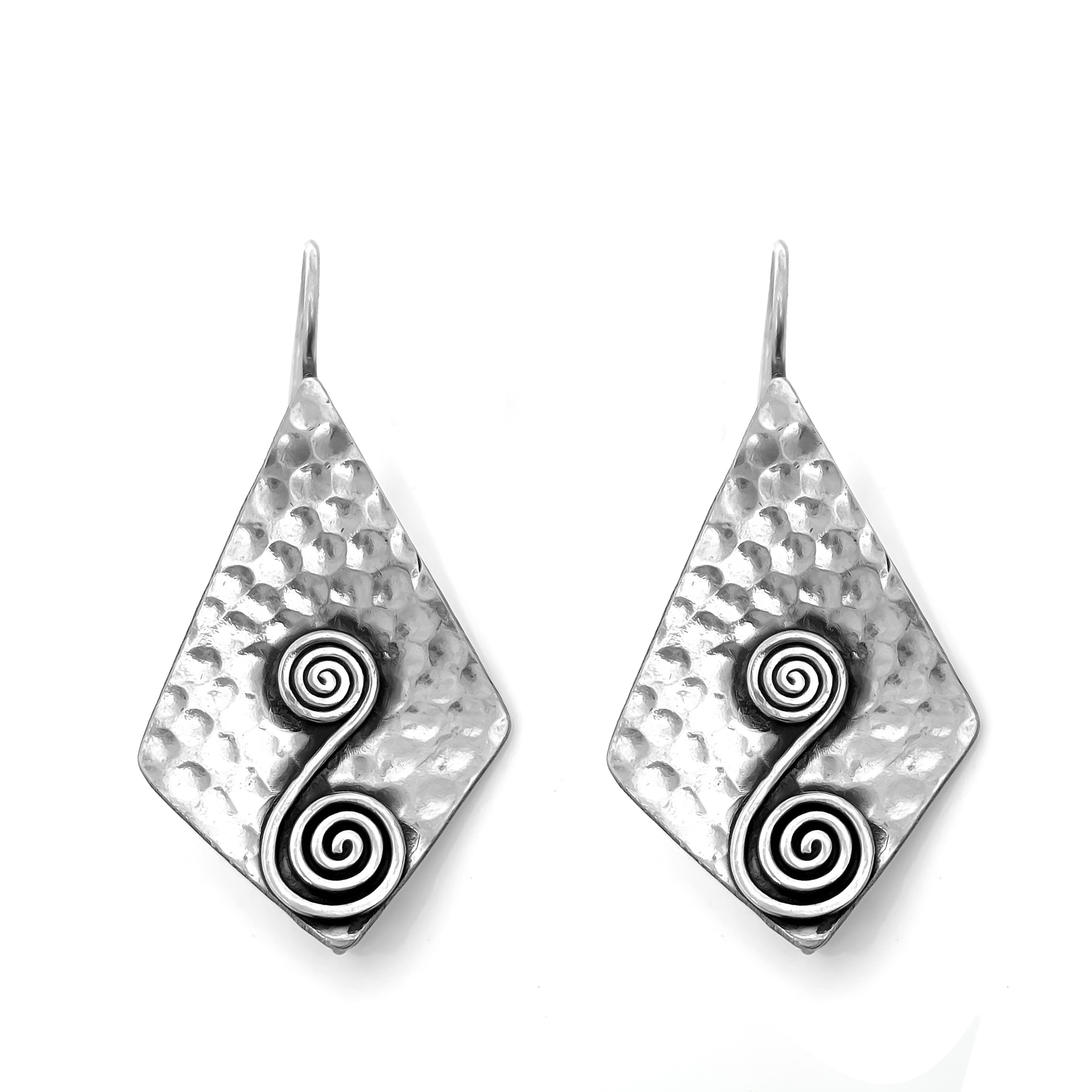 handcrafted spiral wire Drop Hook Earring 925 Sterling Silver Small Earring