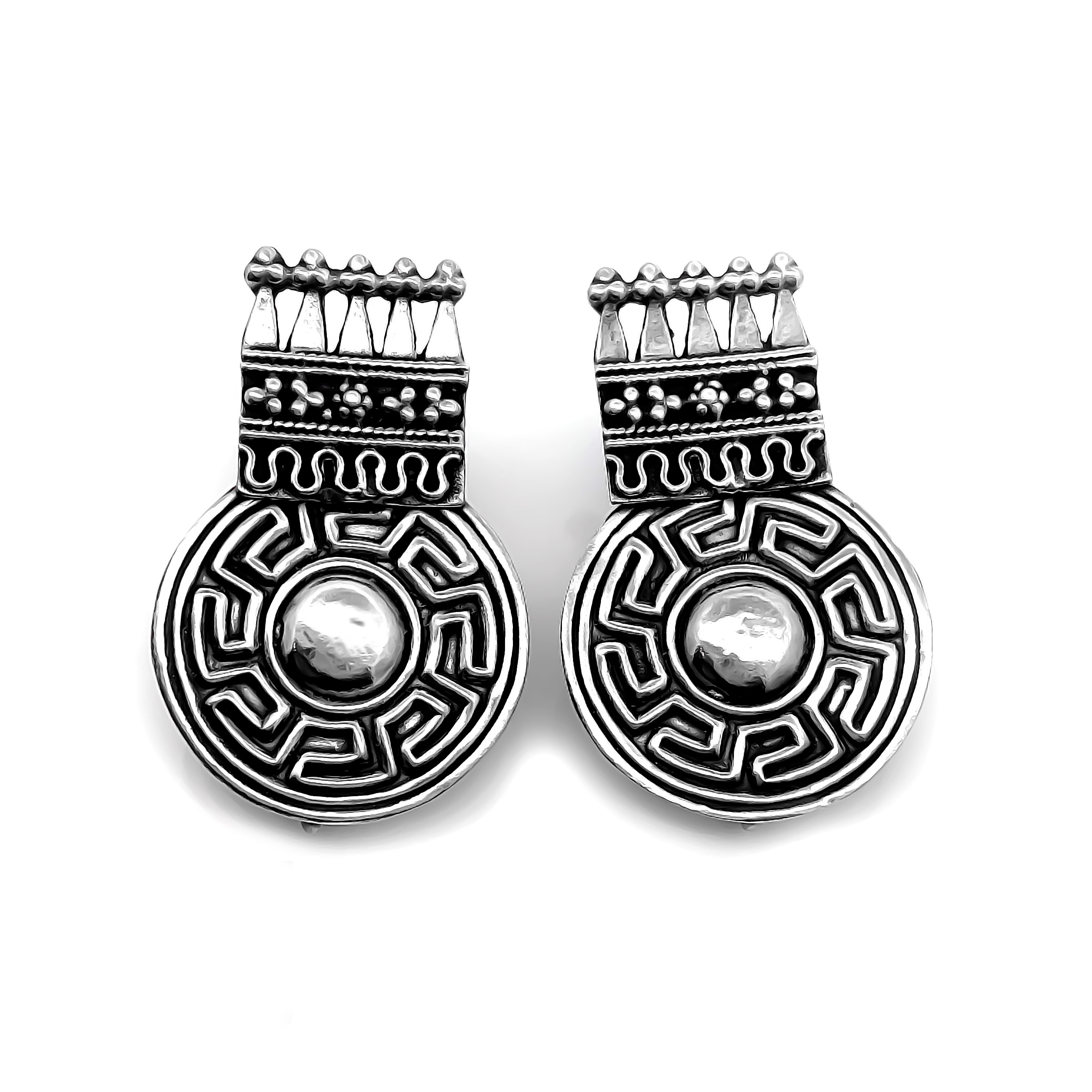 925 Sterling Silver Traditional Oxidized Maze Earrings
