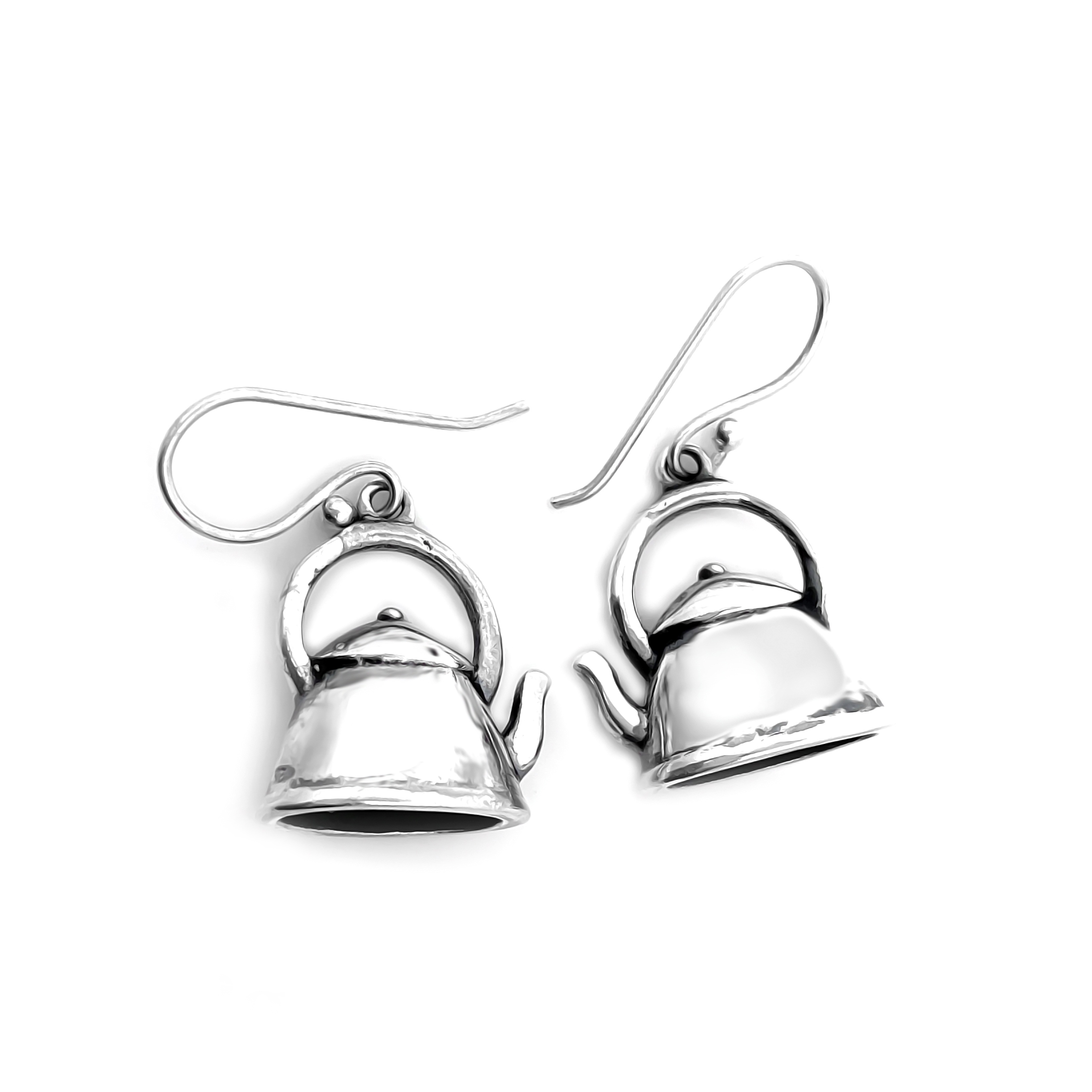 925 Sterling Silver Mini Teapot Dangle Hook Earrings