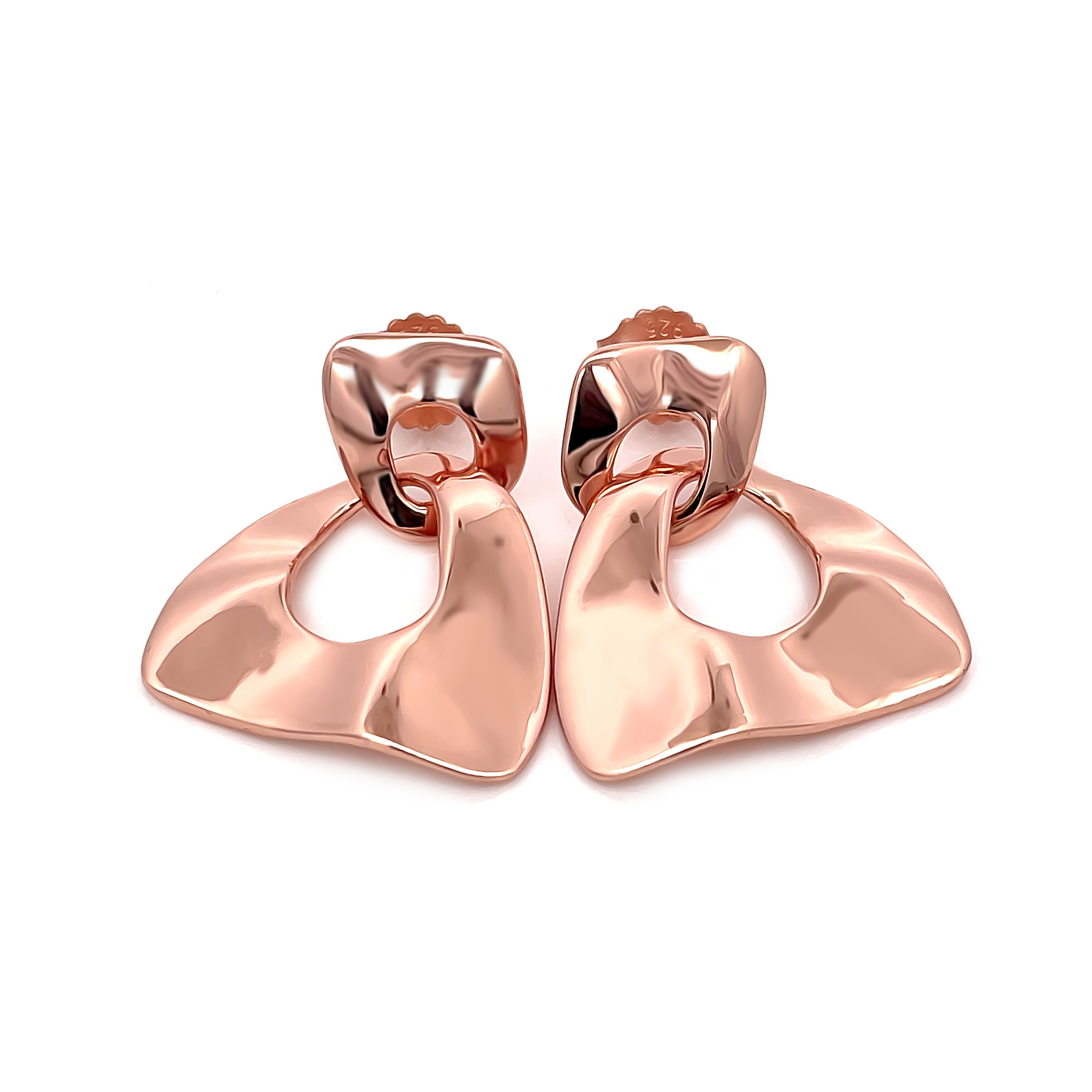 Rose Gold Plated Abstract Drop Earrings | Modern Statement Design