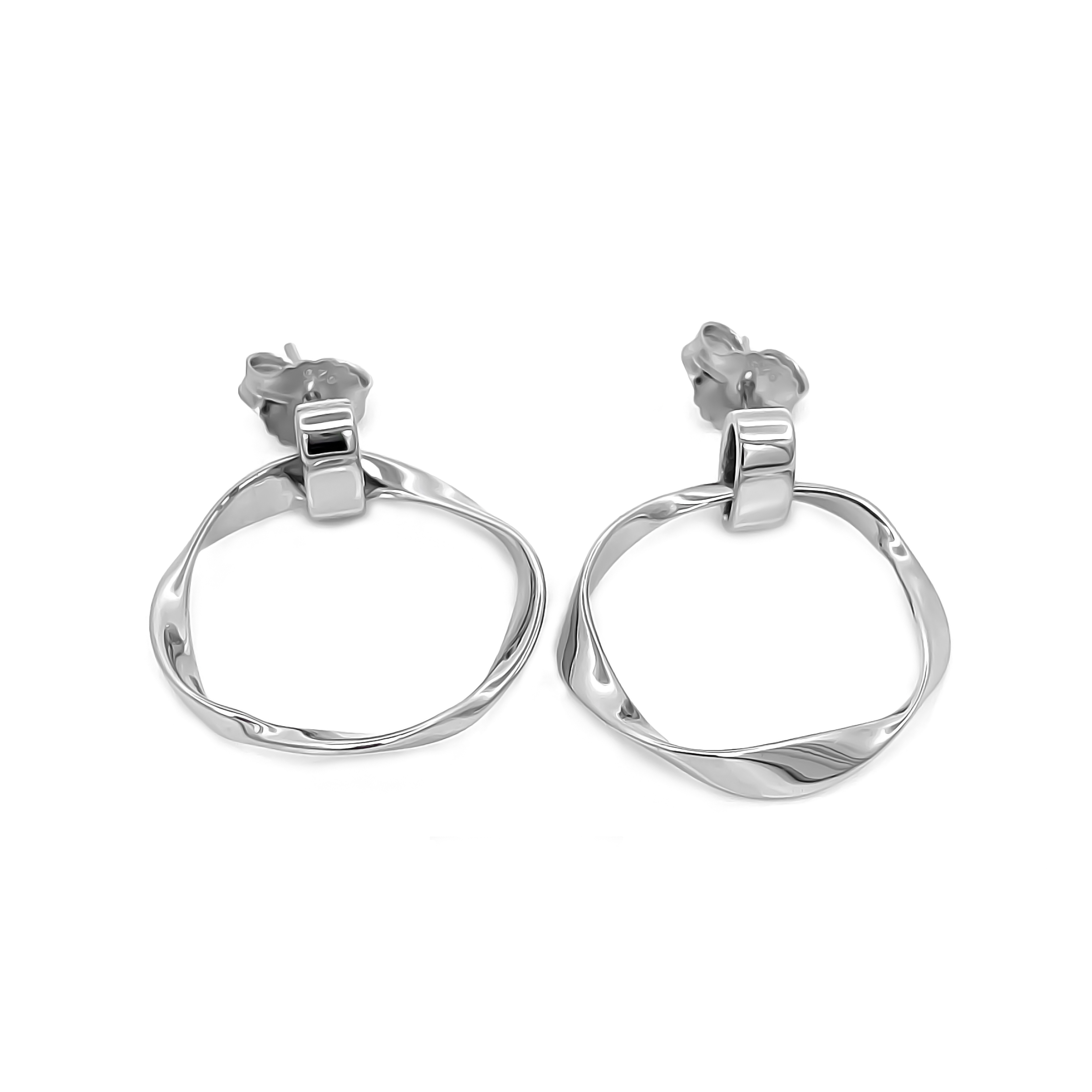 Organic Shape Silver Hoops | Modern Art-Inspired Earrings
