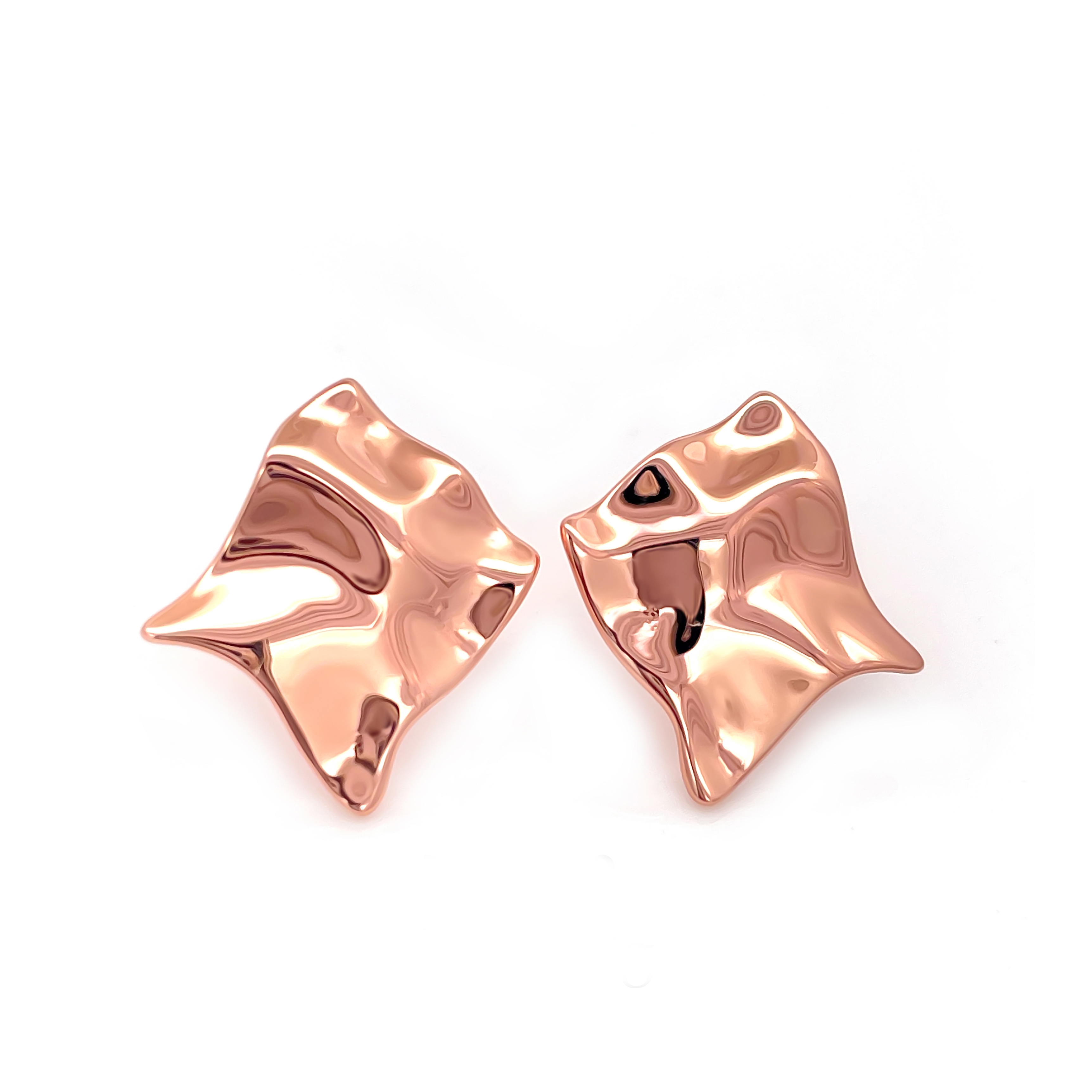 Abstract Wave Rose Gold Earrings | Modern Artistic Design