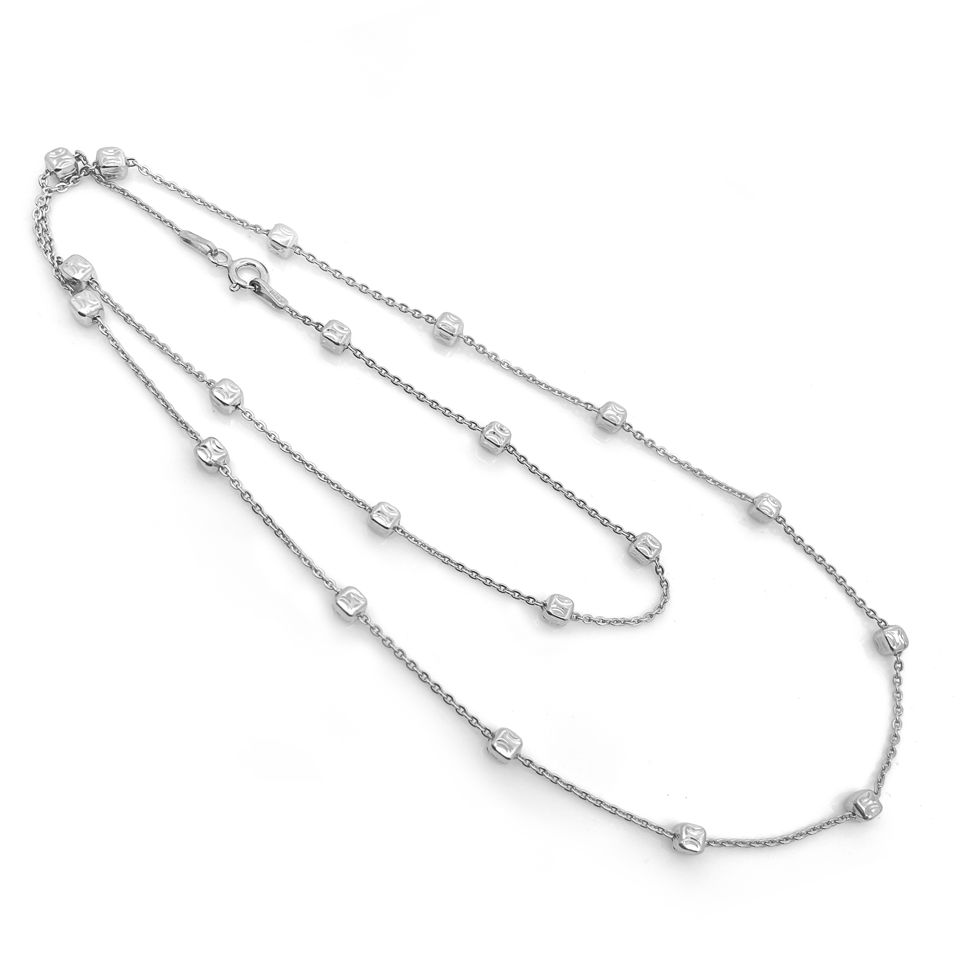 Elegant Cube Bead Silver Chain Necklace Chain
