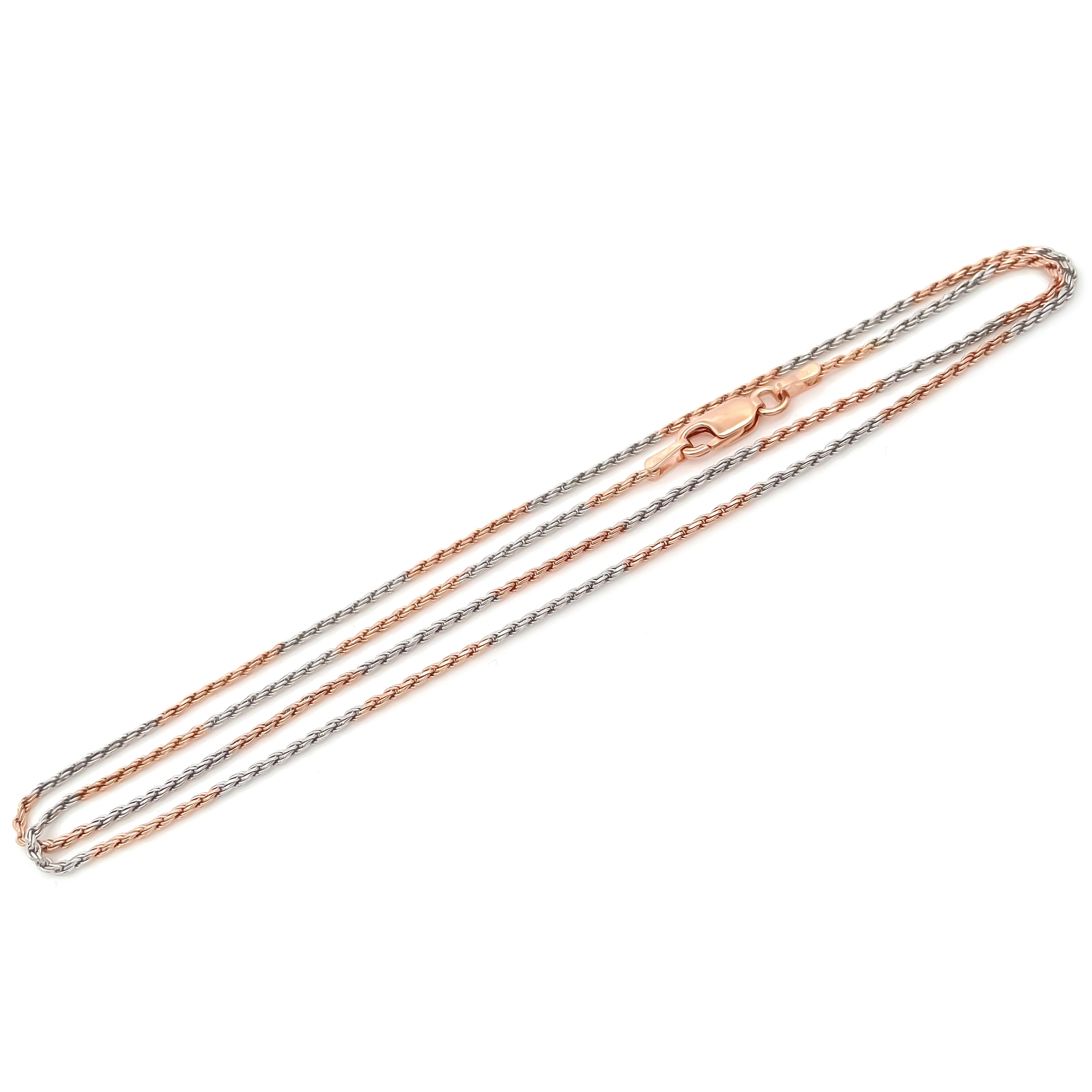 Two-Tone Twisted Rope Chain Necklace Chain – Rose Gold & Silver Finish (SKU7764)