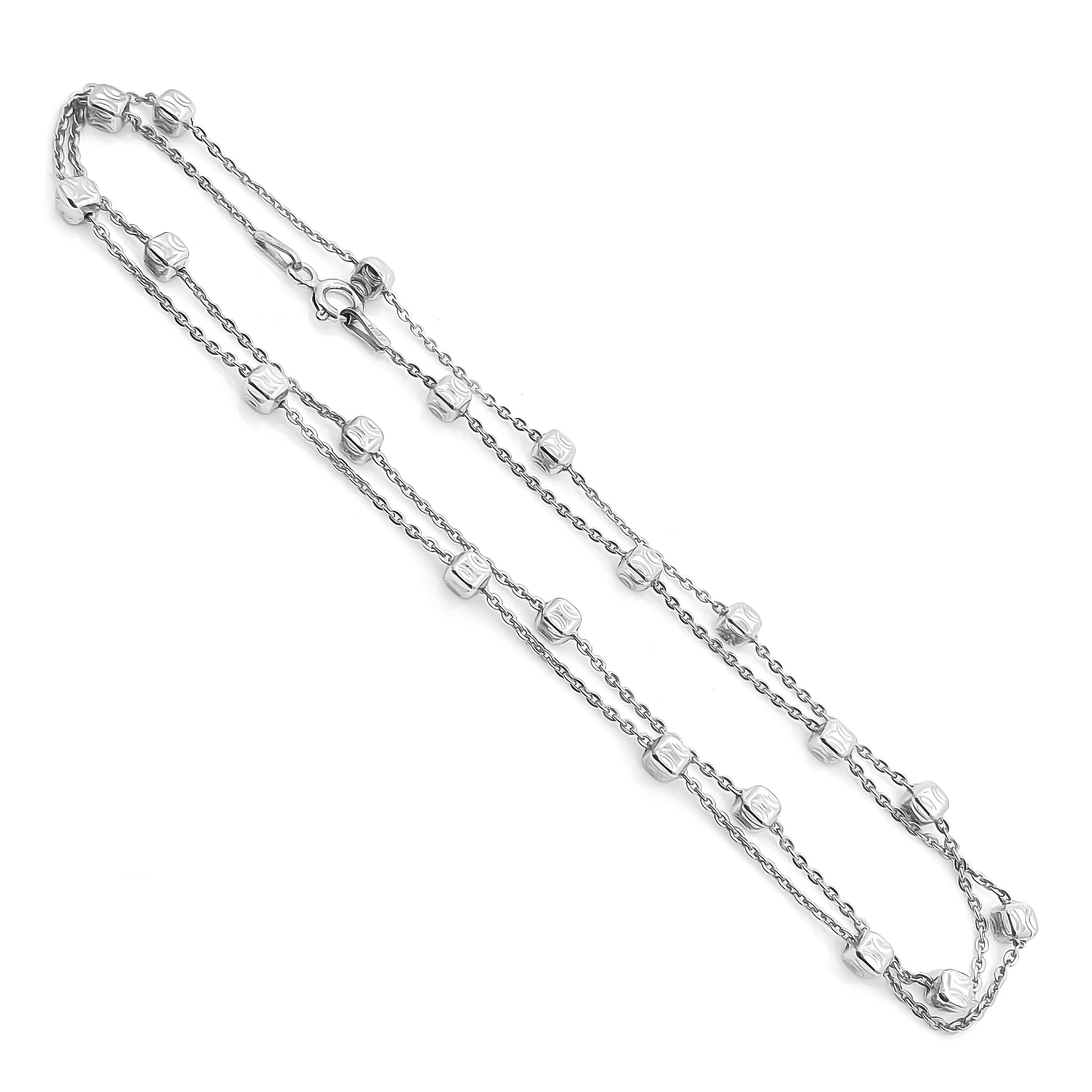 Sterling Silver Double Layer Cube Bead Chain