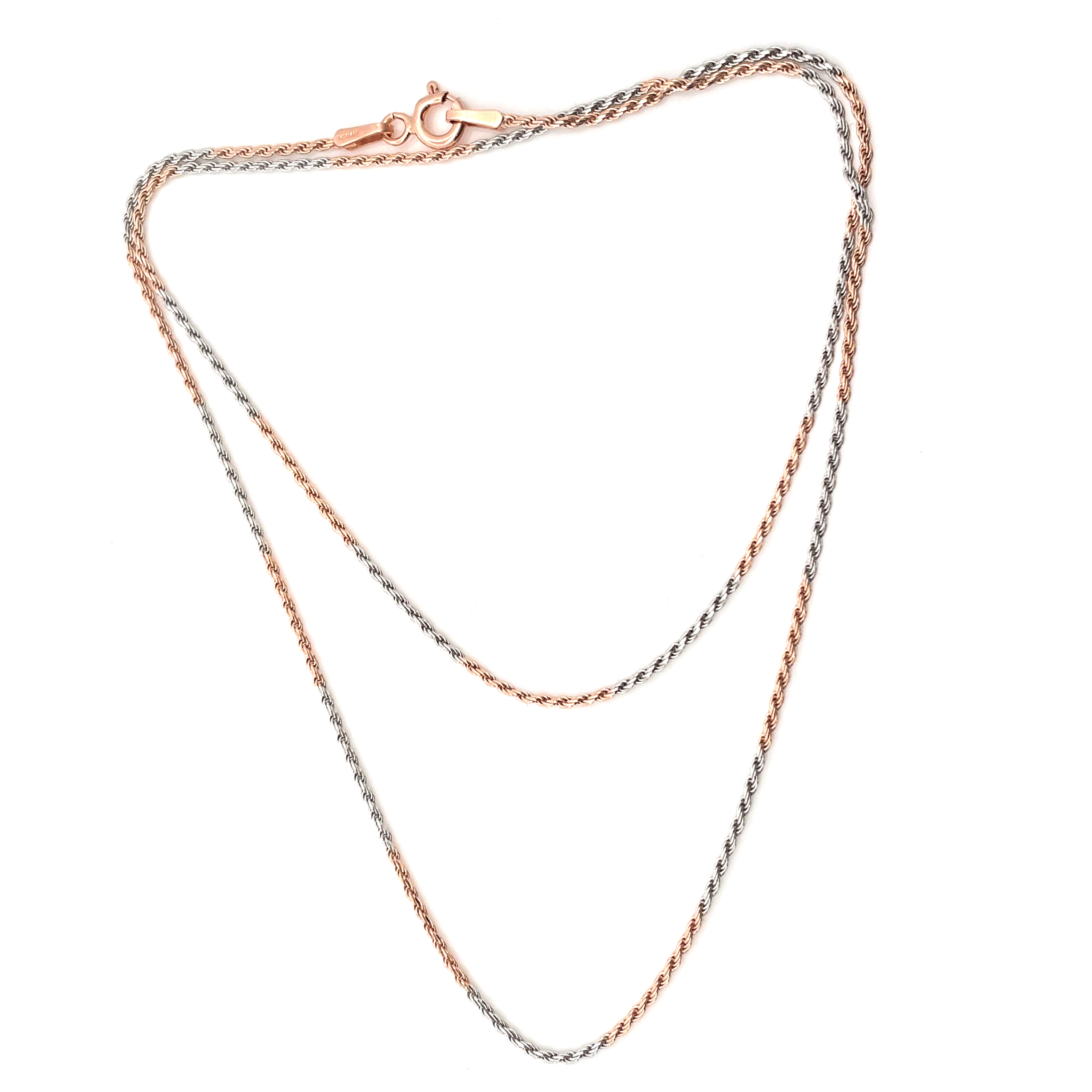 Dual-Tone Rose Gold and Silver Rope Chain Necklace