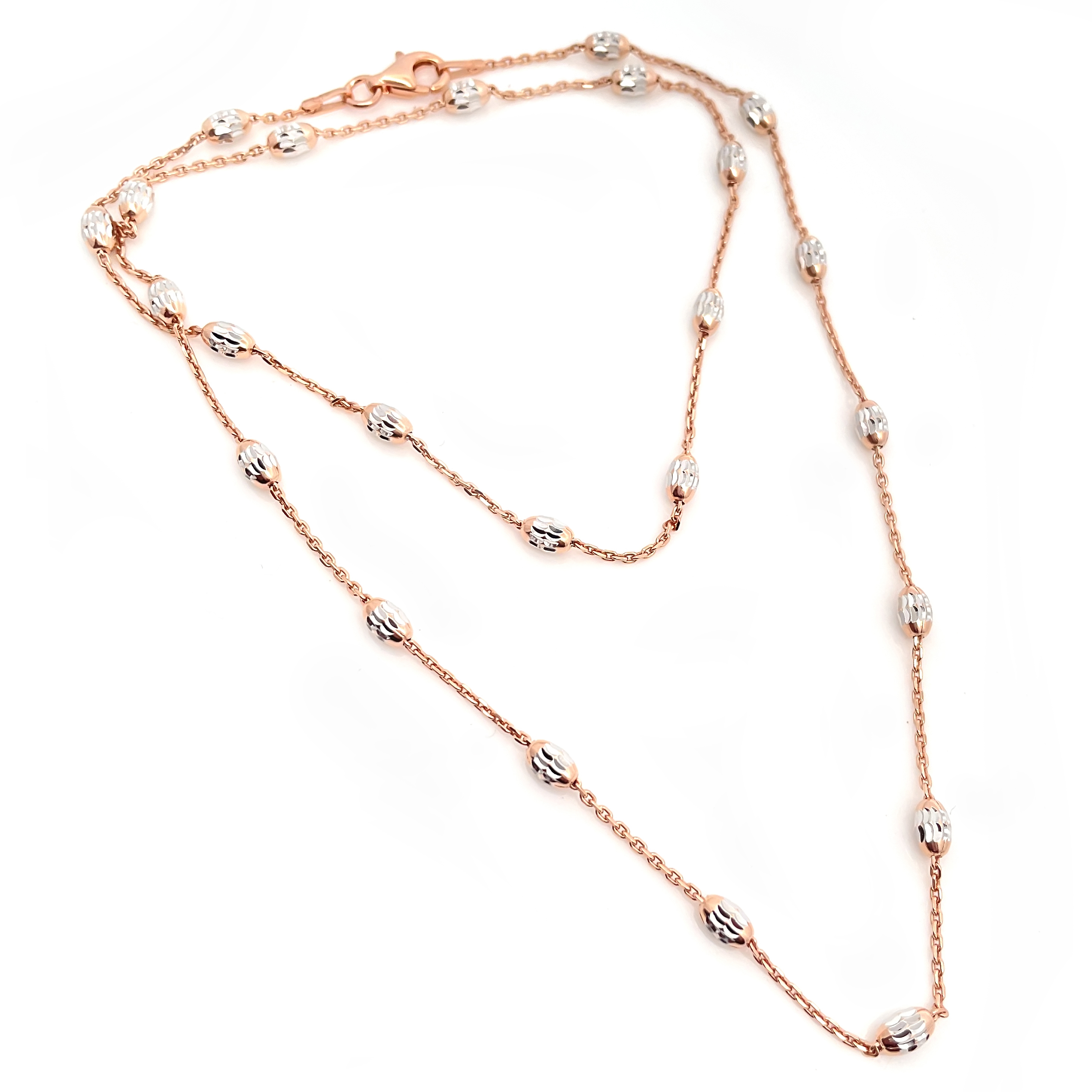 Dual-Tone Rose Gold and Silver Beaded Chain Necklace