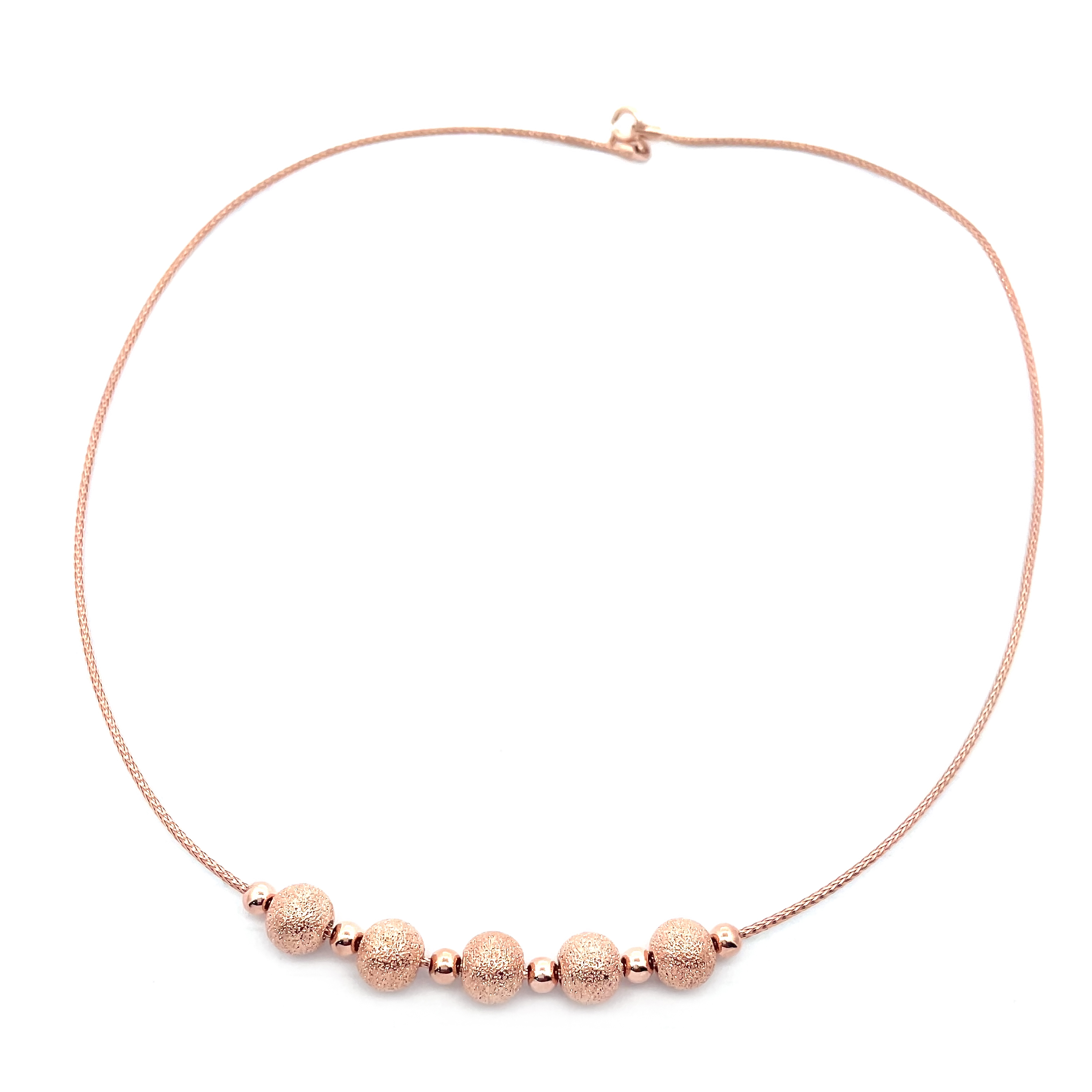  Elegant Rose Gold Beaded Necklace with Textured Accents