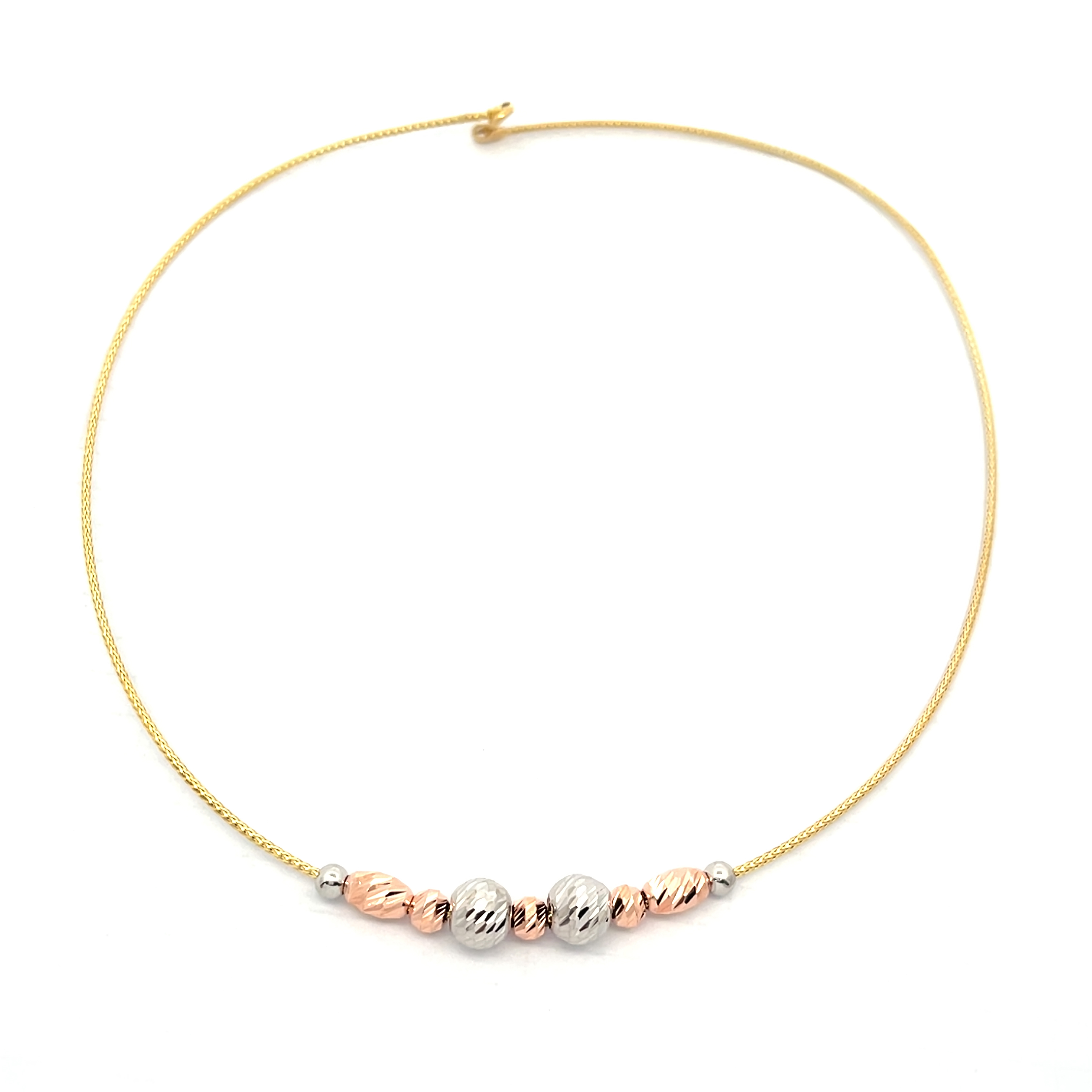  Elegant Rose Gold and Silver Beaded Necklace