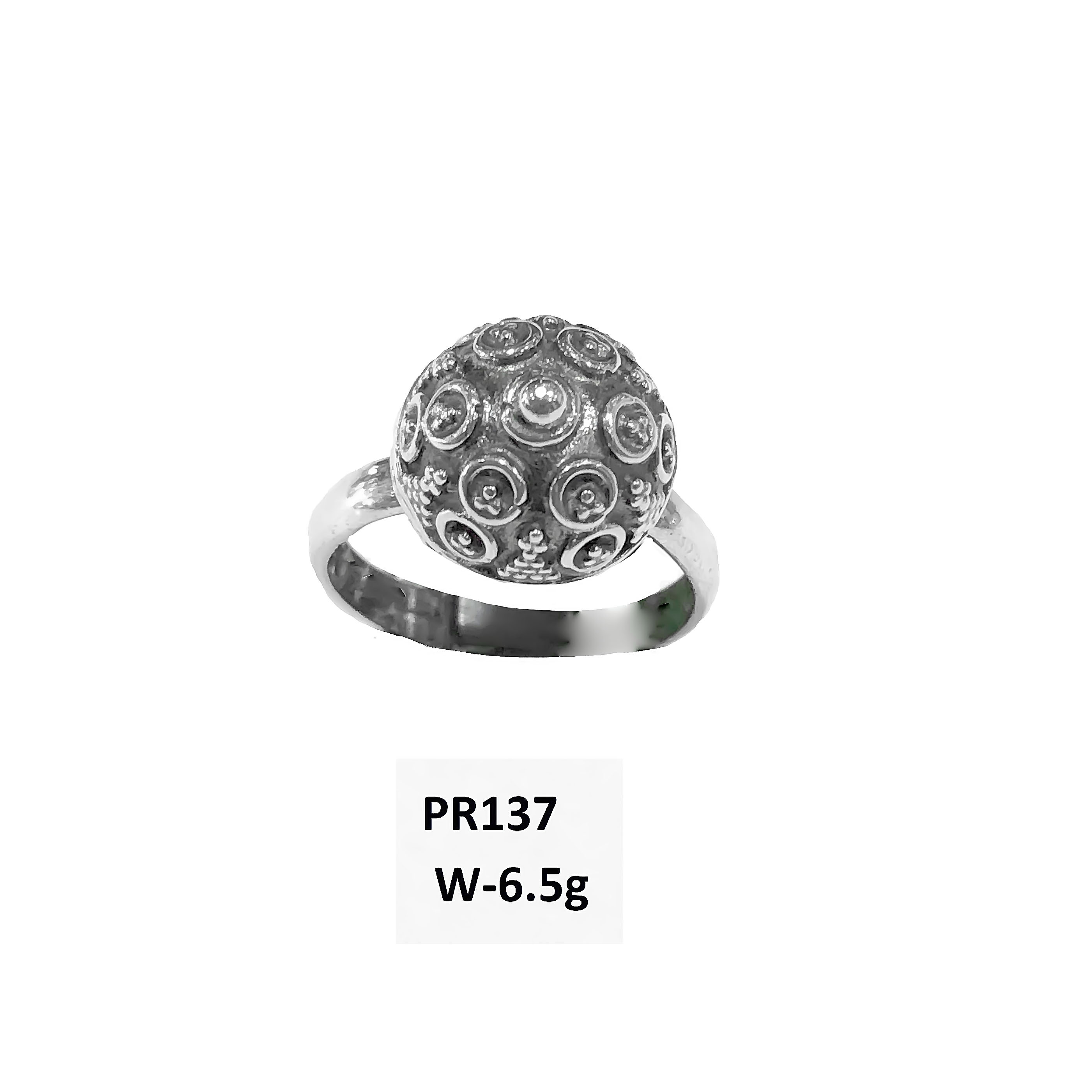 dome-shaped intricate filigree or textured Stylish 925 Sterling Silver Ring