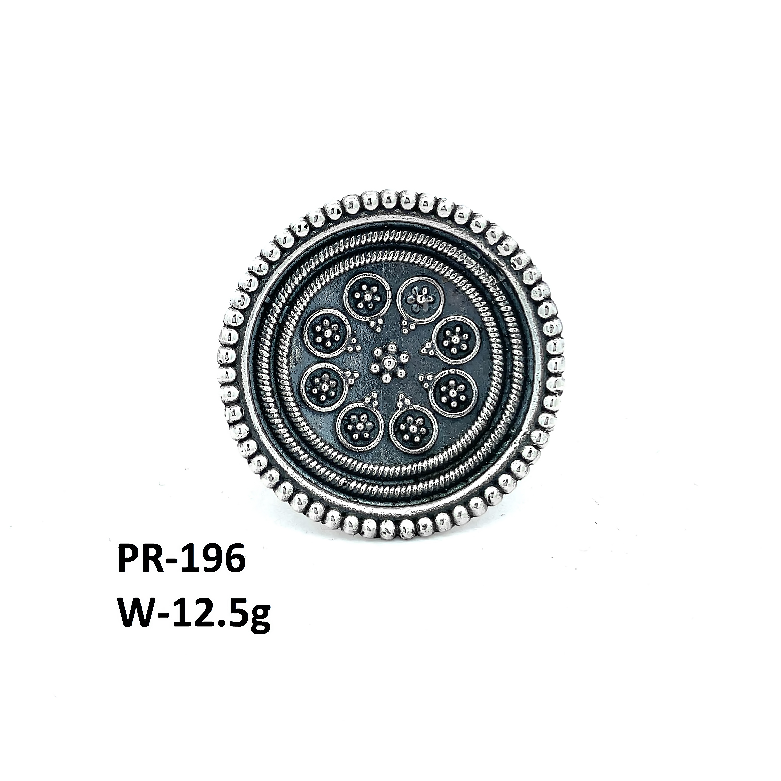 Traditional Floral Rangoli Ring – 925 Sterling Silver Beauty