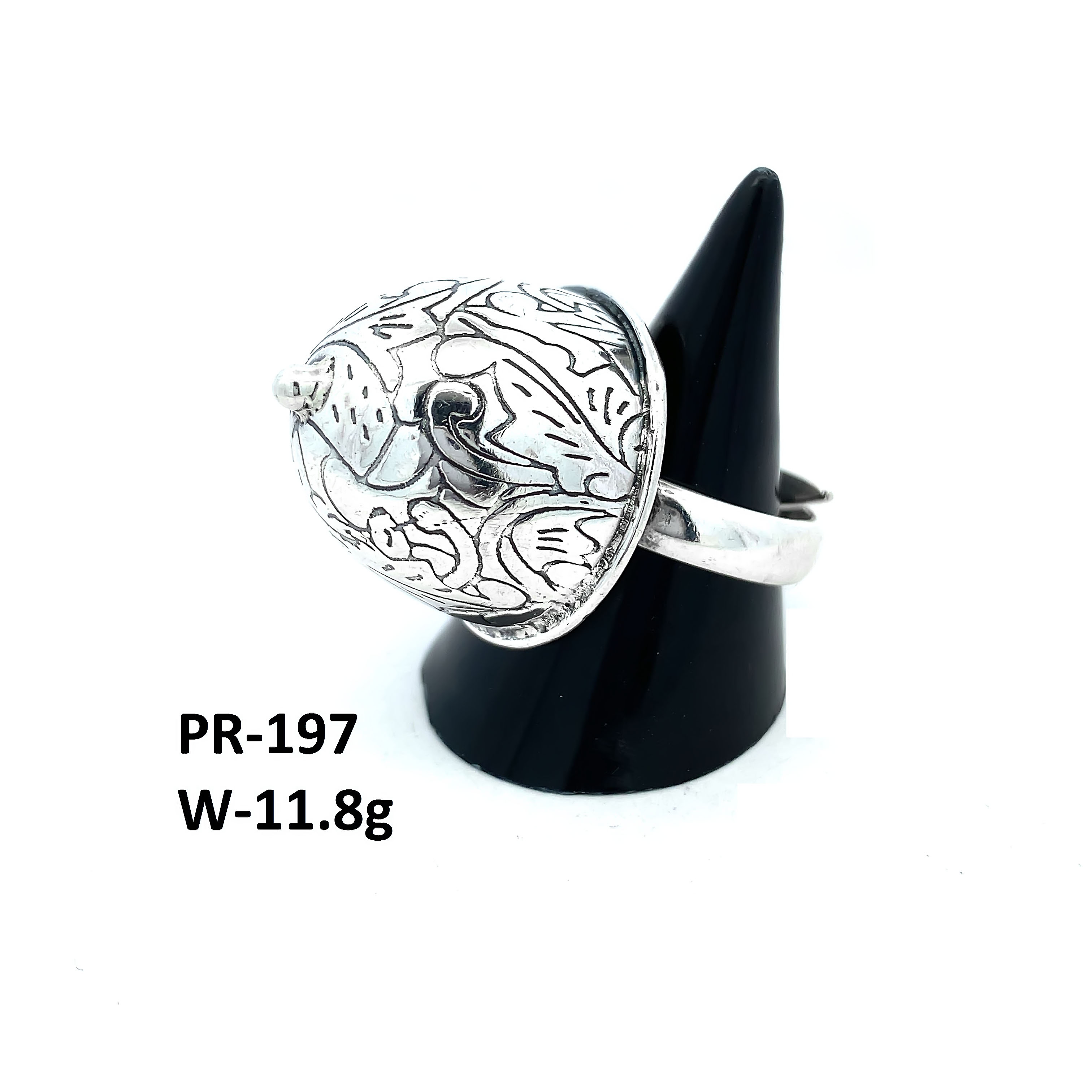 Handmade 925 Silver Dome Flower Ring – Artistic Heritage Design